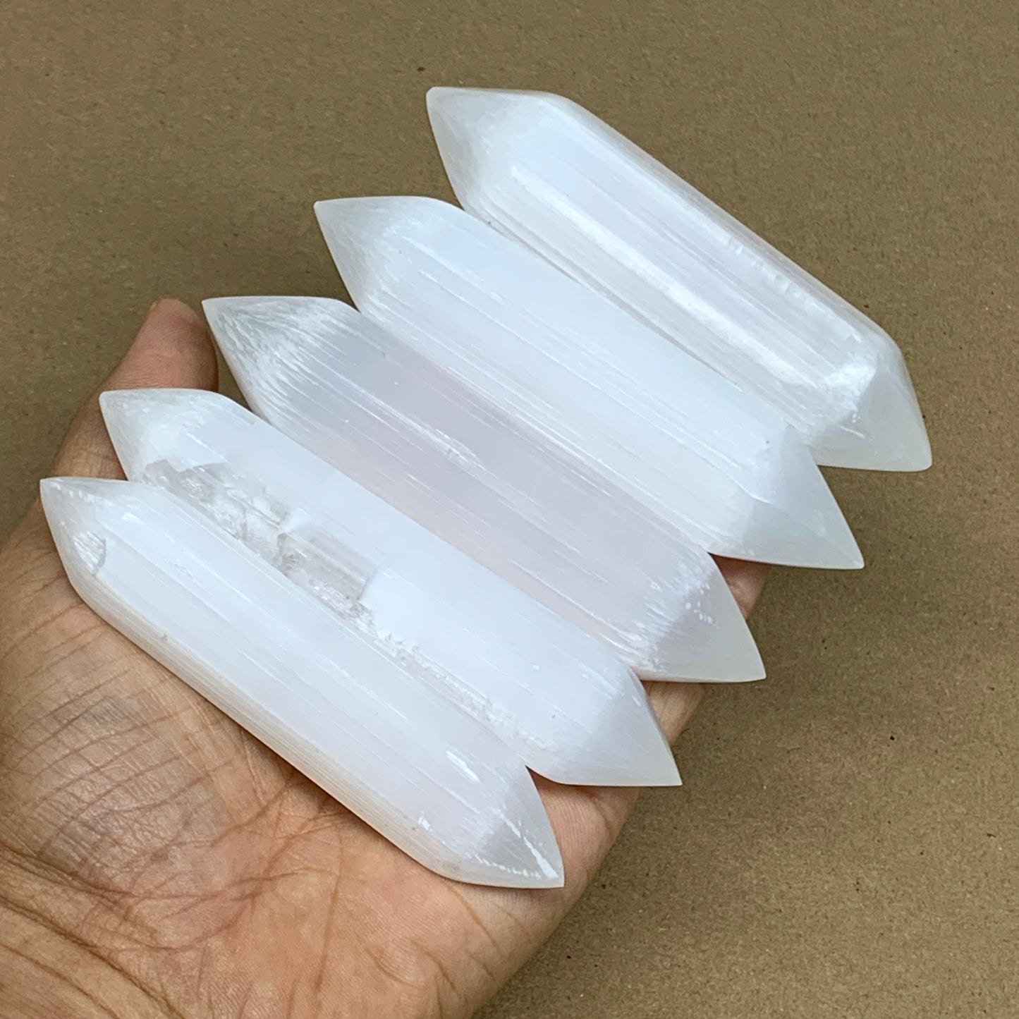 1pc, 55g-95g, 3.8"-4.1" Natural Solid Selenite Crystal Double Point, B35623