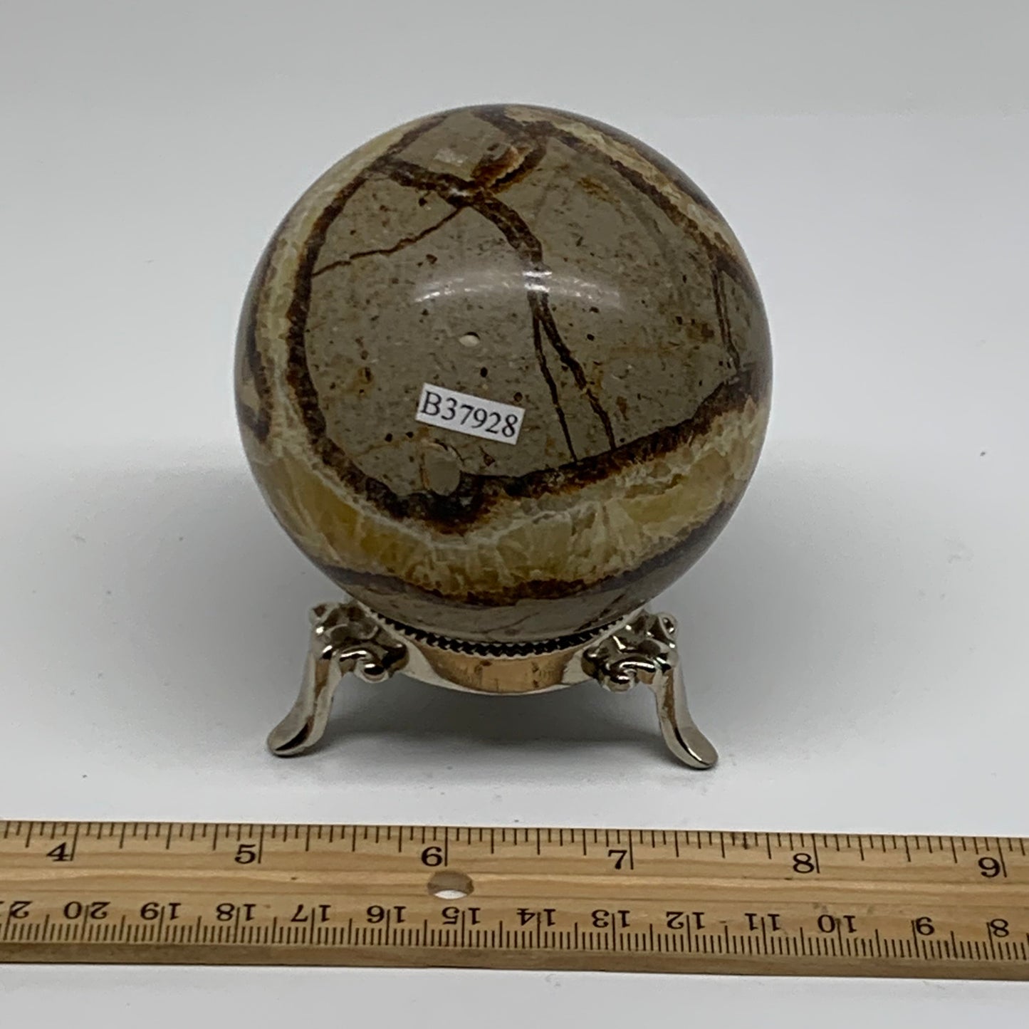 1.3 lbs, 3" (75mm), Natural Septarian Sphere Crystal Gemstone Ball, B37928
