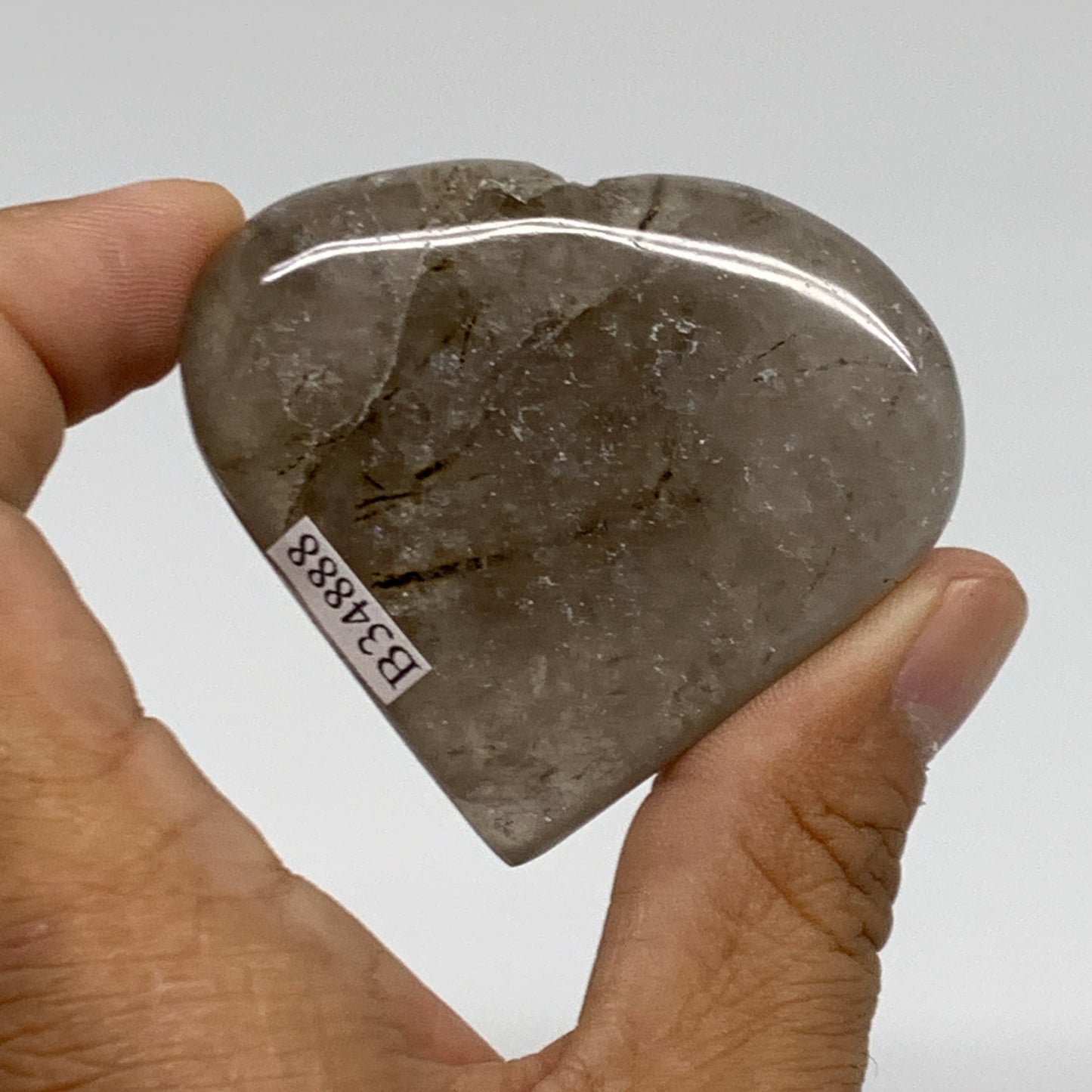 67.8g, 2"x2.3"x0.6", Natural Untreated Quartz Heart Crystal Polished Gems, B3488