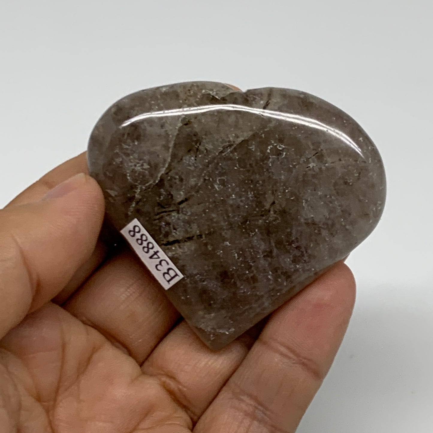 67.8g, 2"x2.3"x0.6", Natural Untreated Quartz Heart Crystal Polished Gems, B3488