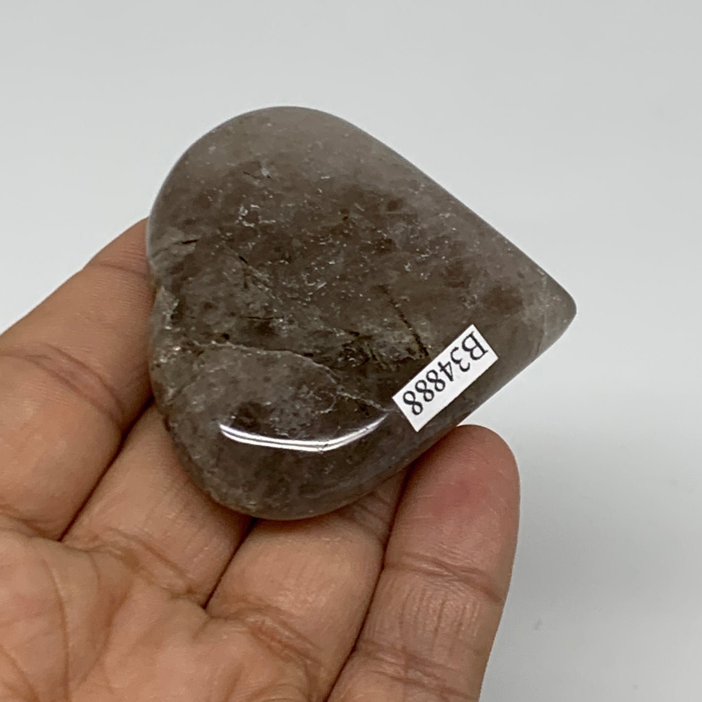 67.8g, 2"x2.3"x0.6", Natural Untreated Quartz Heart Crystal Polished Gems, B3488