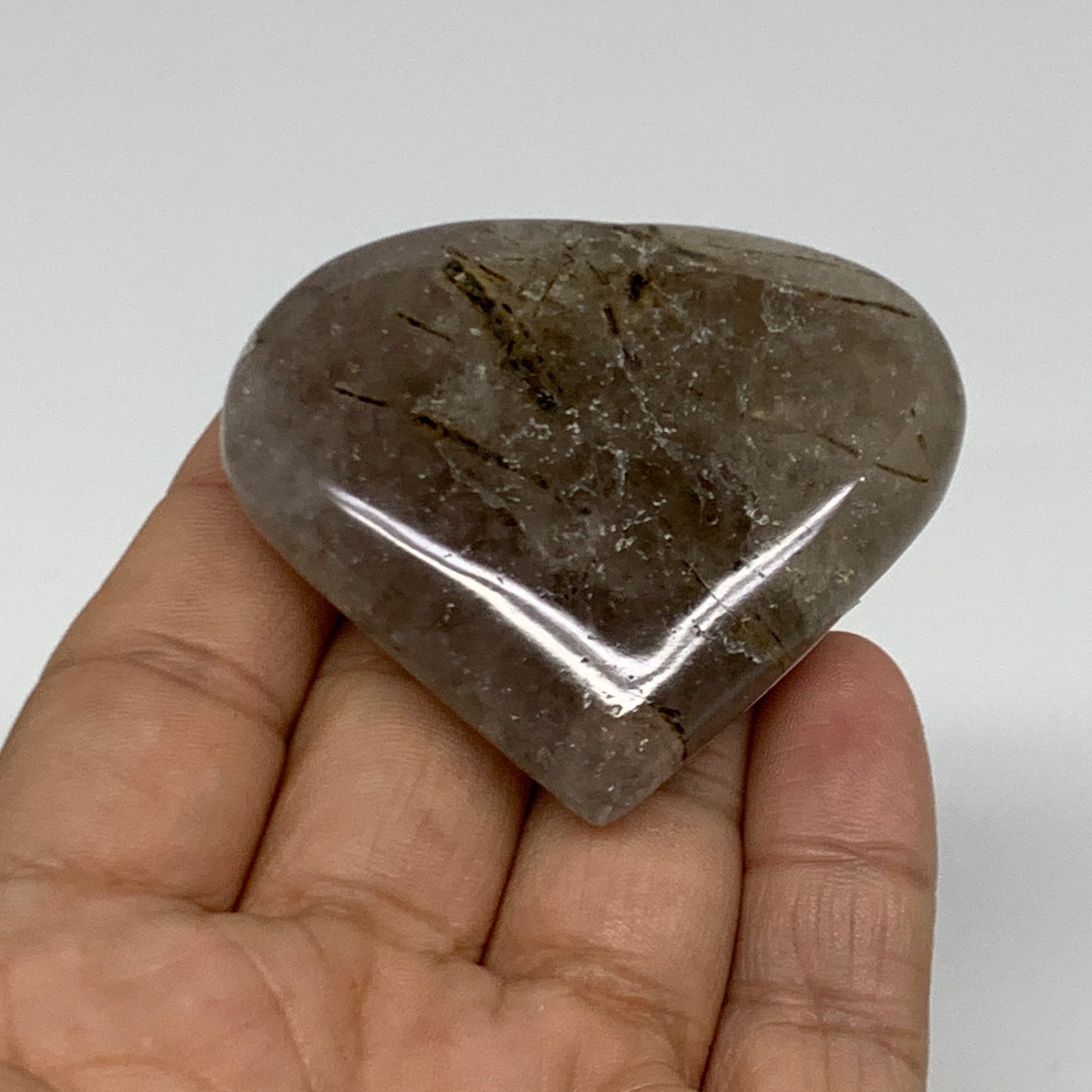 67.8g, 2"x2.3"x0.6", Natural Untreated Quartz Heart Crystal Polished Gems, B3488