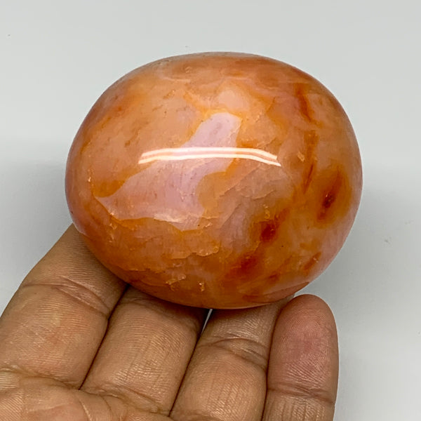 162.9g, 2.4"x2.1"x1.5", Red Carnelian Palm-Stone Gem Crystal Polished, B28415