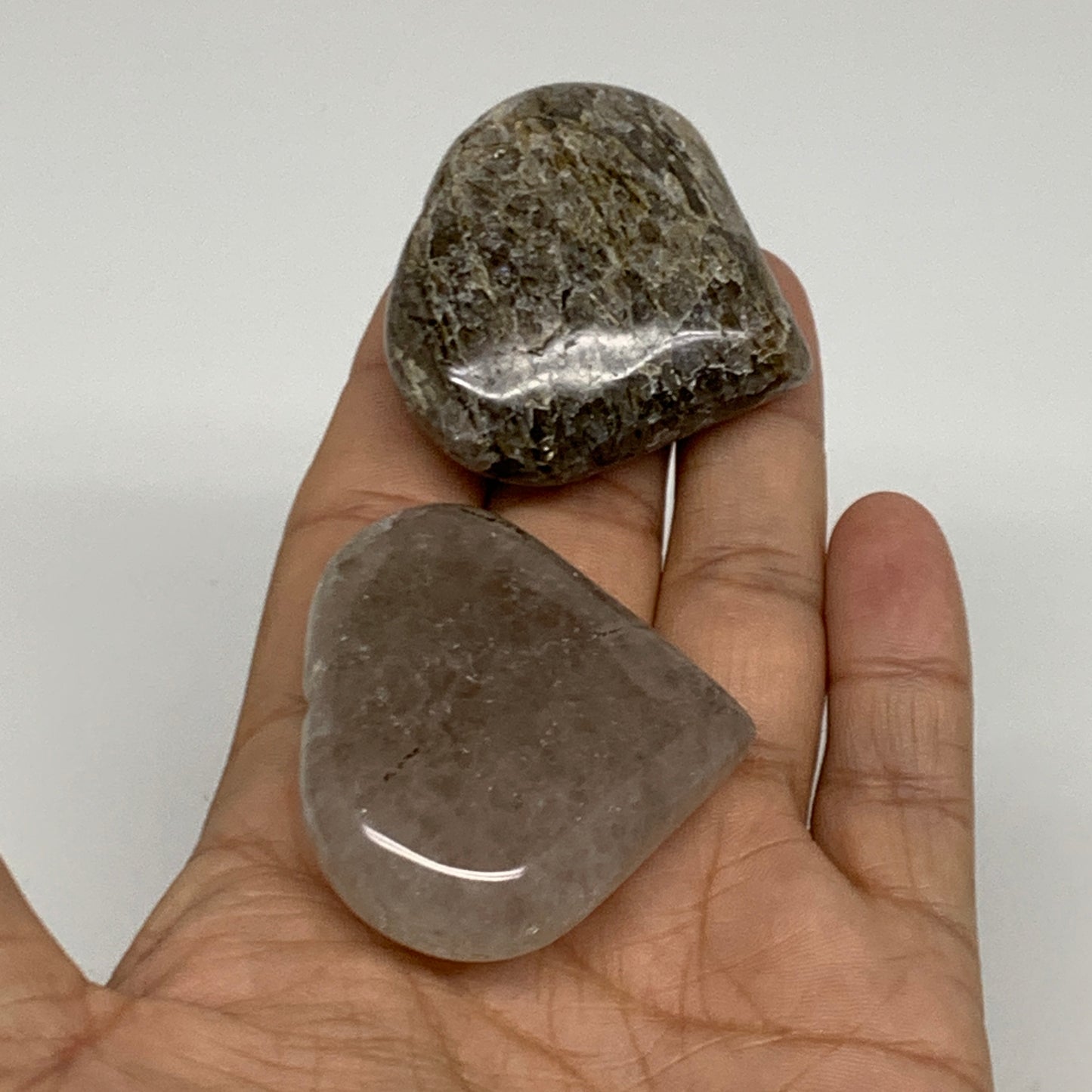 100g, 1.7"-1.7", Natural Untreated Quartz Heart Crystal Polished Gems, B34890