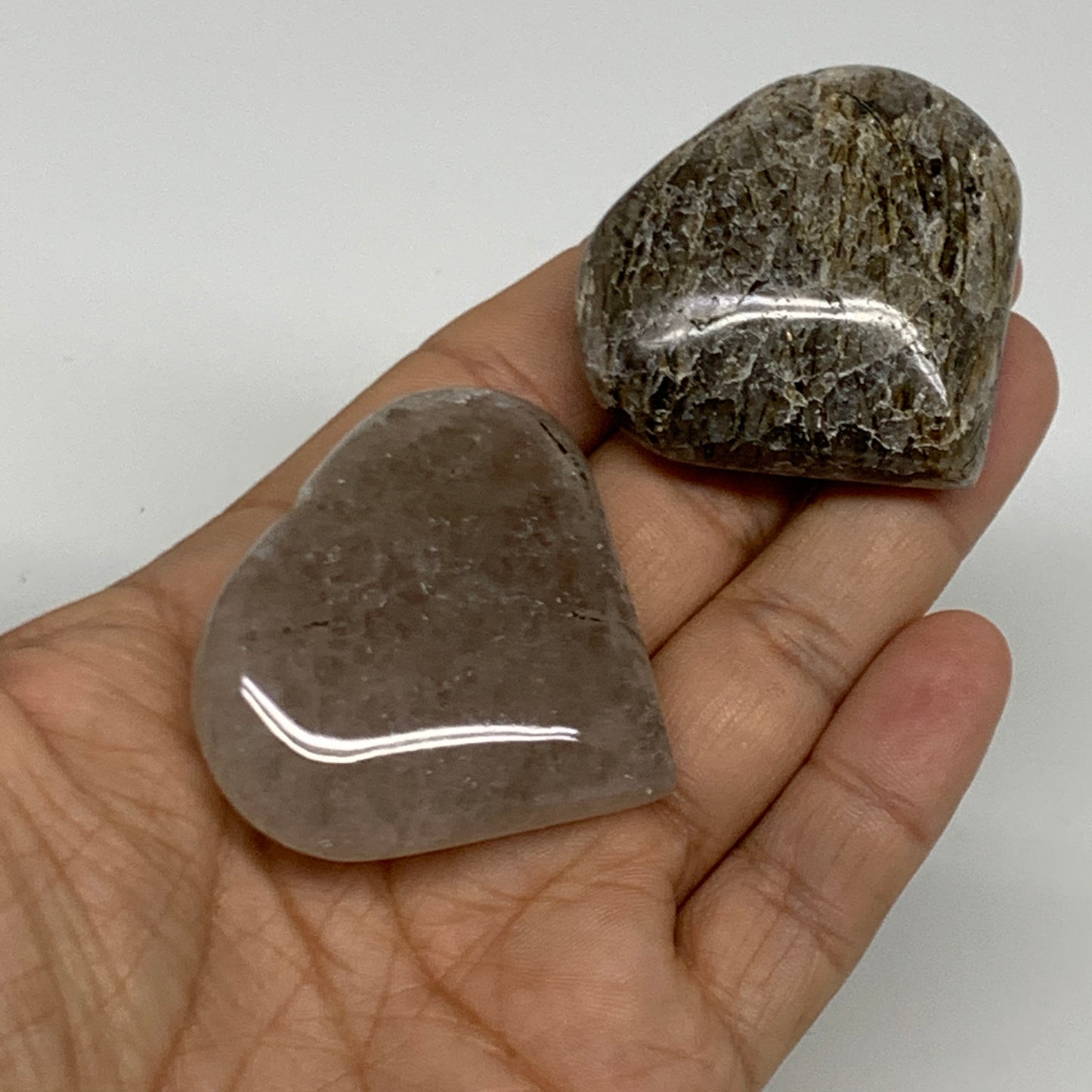 100g, 1.7"-1.7", Natural Untreated Quartz Heart Crystal Polished Gems, B34890