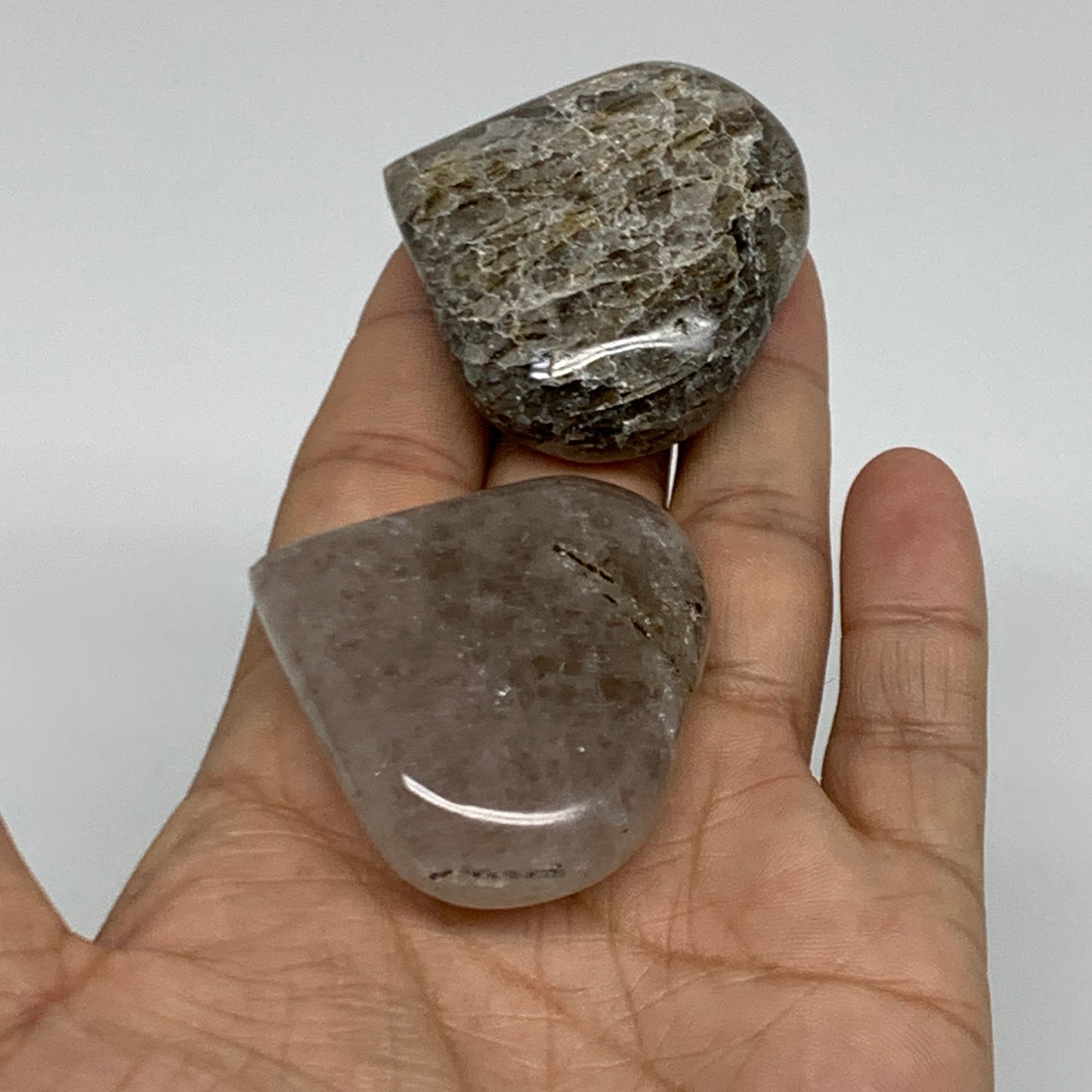 100g, 1.7"-1.7", Natural Untreated Quartz Heart Crystal Polished Gems, B34890