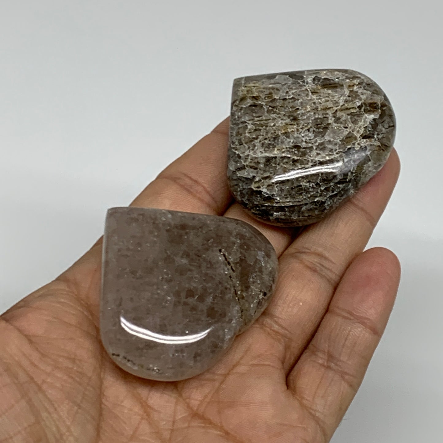 100g, 1.7"-1.7", Natural Untreated Quartz Heart Crystal Polished Gems, B34890