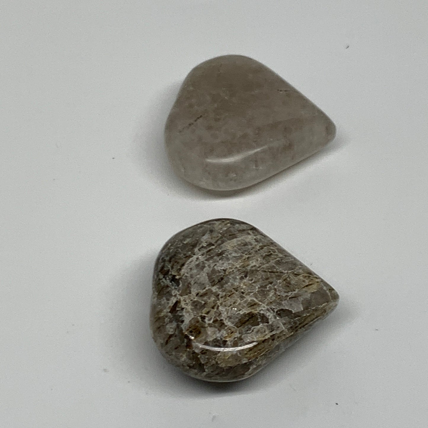 100g, 1.7"-1.7", Natural Untreated Quartz Heart Crystal Polished Gems, B34890