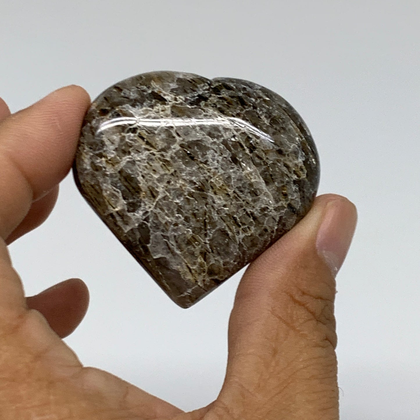 100g, 1.7"-1.7", Natural Untreated Quartz Heart Crystal Polished Gems, B34890