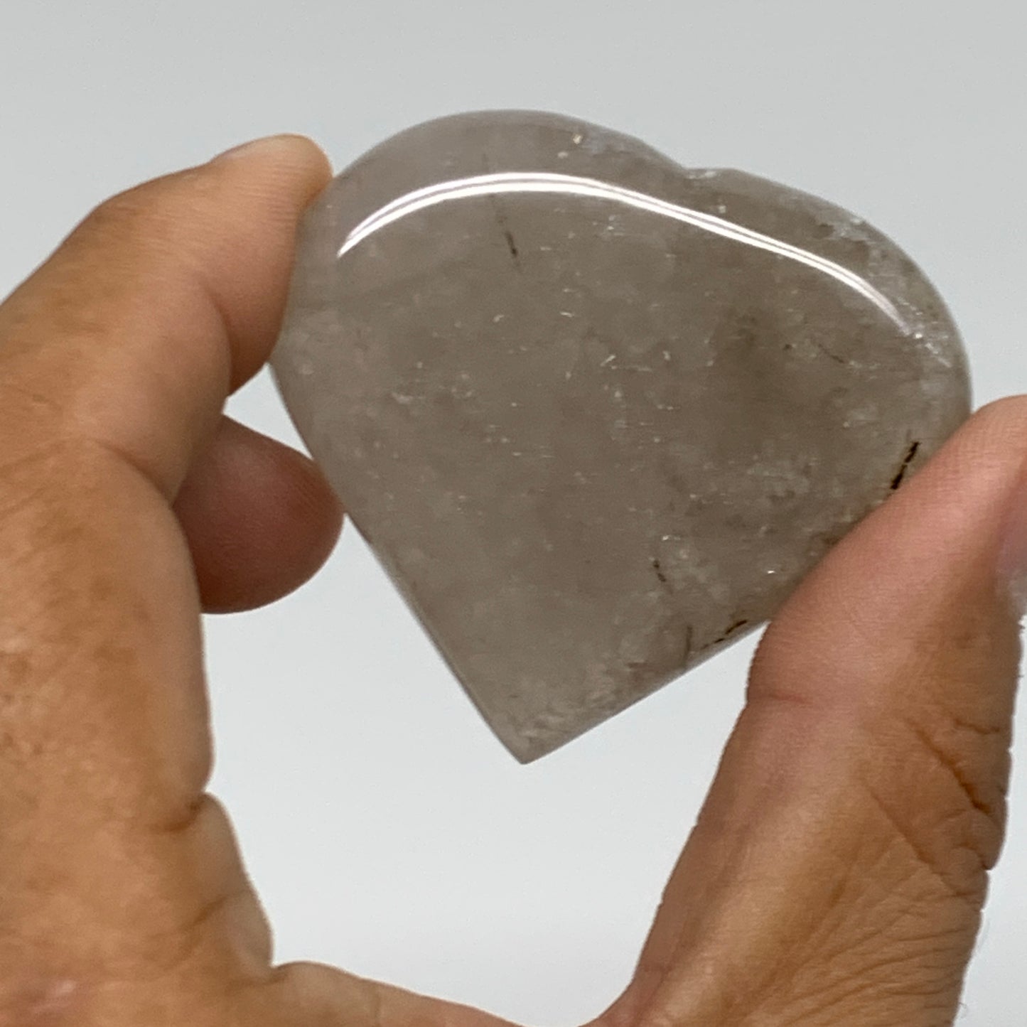 100g, 1.7"-1.7", Natural Untreated Quartz Heart Crystal Polished Gems, B34890