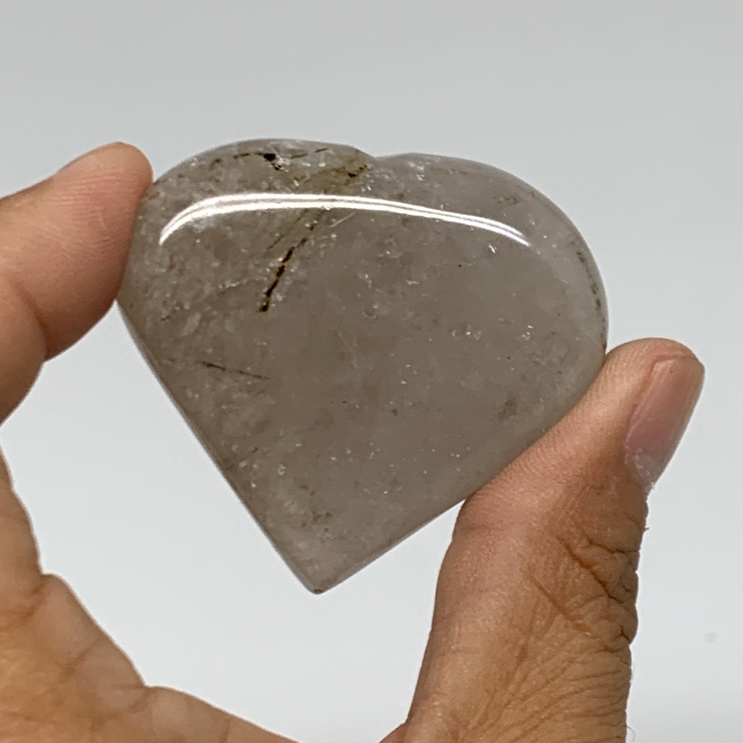 100g, 1.7"-1.7", Natural Untreated Quartz Heart Crystal Polished Gems, B34890