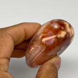 114.4g, 2.1"x2.1"x1.1", Red Carnelian Palm-Stone Gem Crystal Polished, B28417