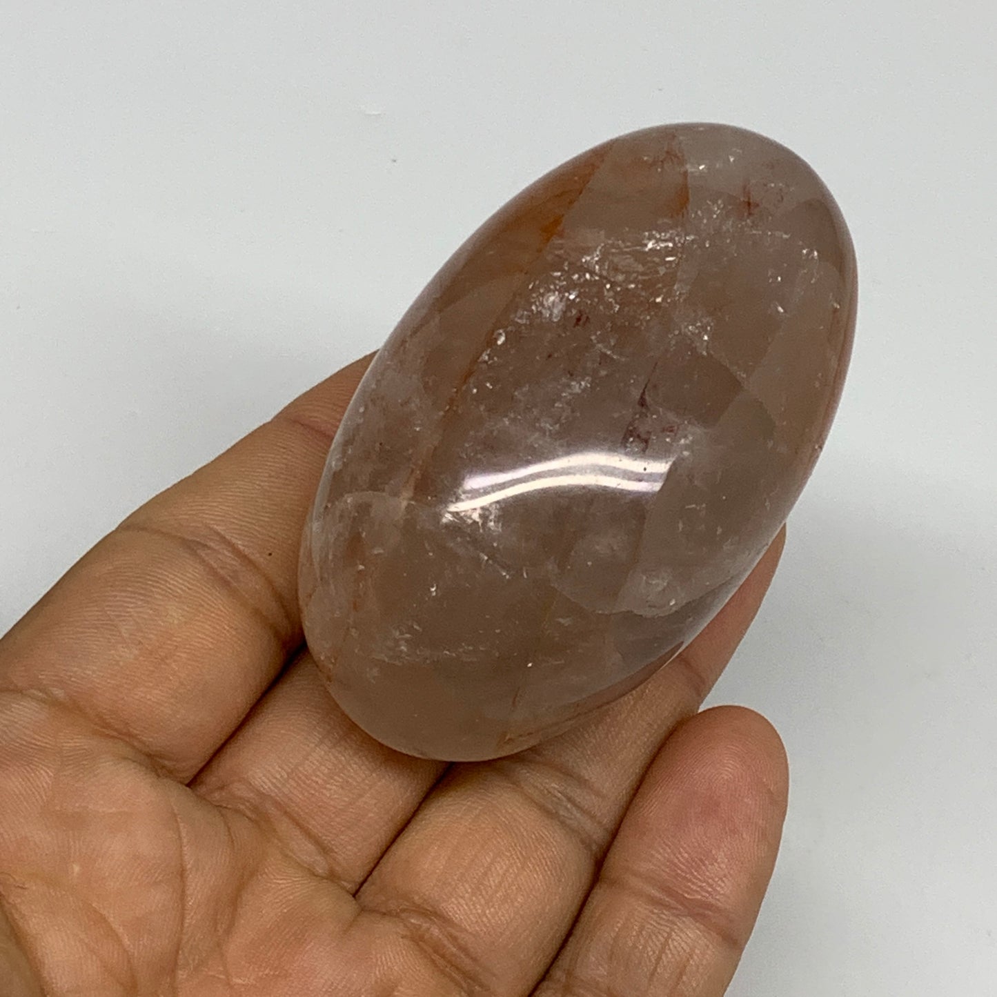 129.7g,2.6"x1.5"x1.3", Red Hematoid Fire Quartz Palm-Stone Crystal Polished, B30