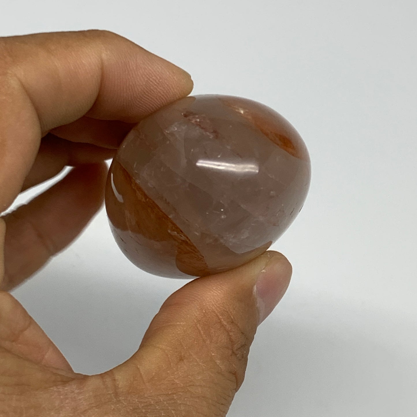 129.7g,2.6"x1.5"x1.3", Red Hematoid Fire Quartz Palm-Stone Crystal Polished, B30