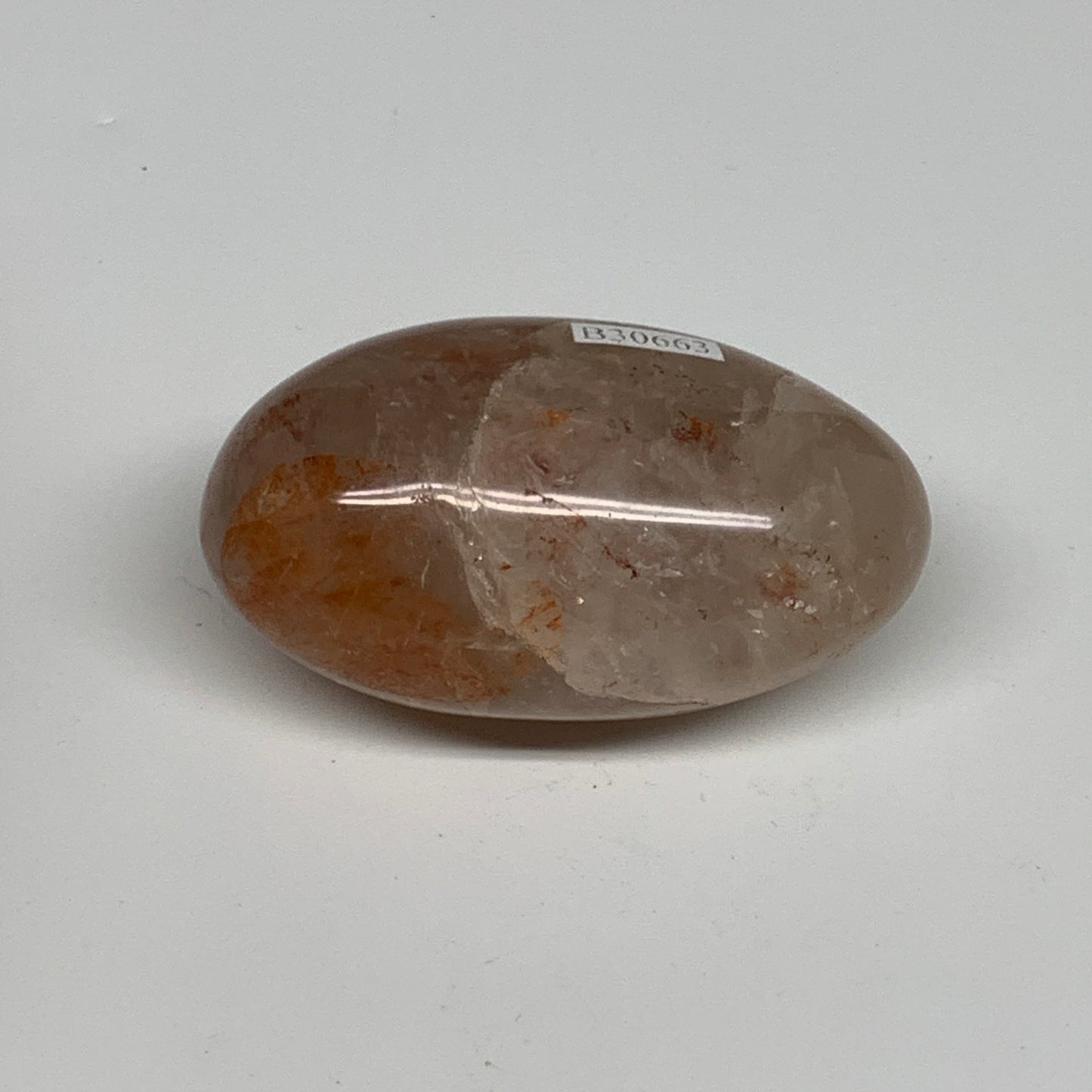 129.7g,2.6"x1.5"x1.3", Red Hematoid Fire Quartz Palm-Stone Crystal Polished, B30