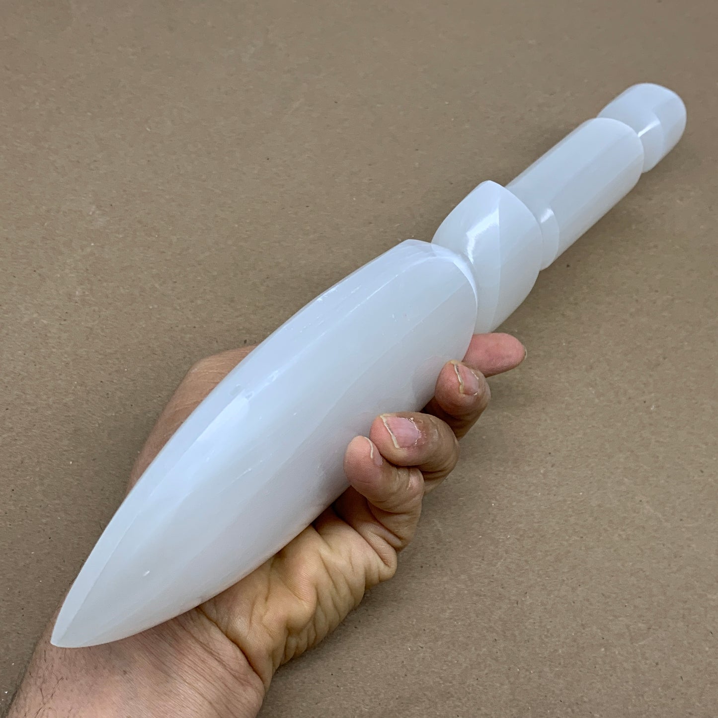 1.8 lbs, 14"x2.8"x1.2", Natural Selenite Crystal Dagger (Satin Spar), B36196
