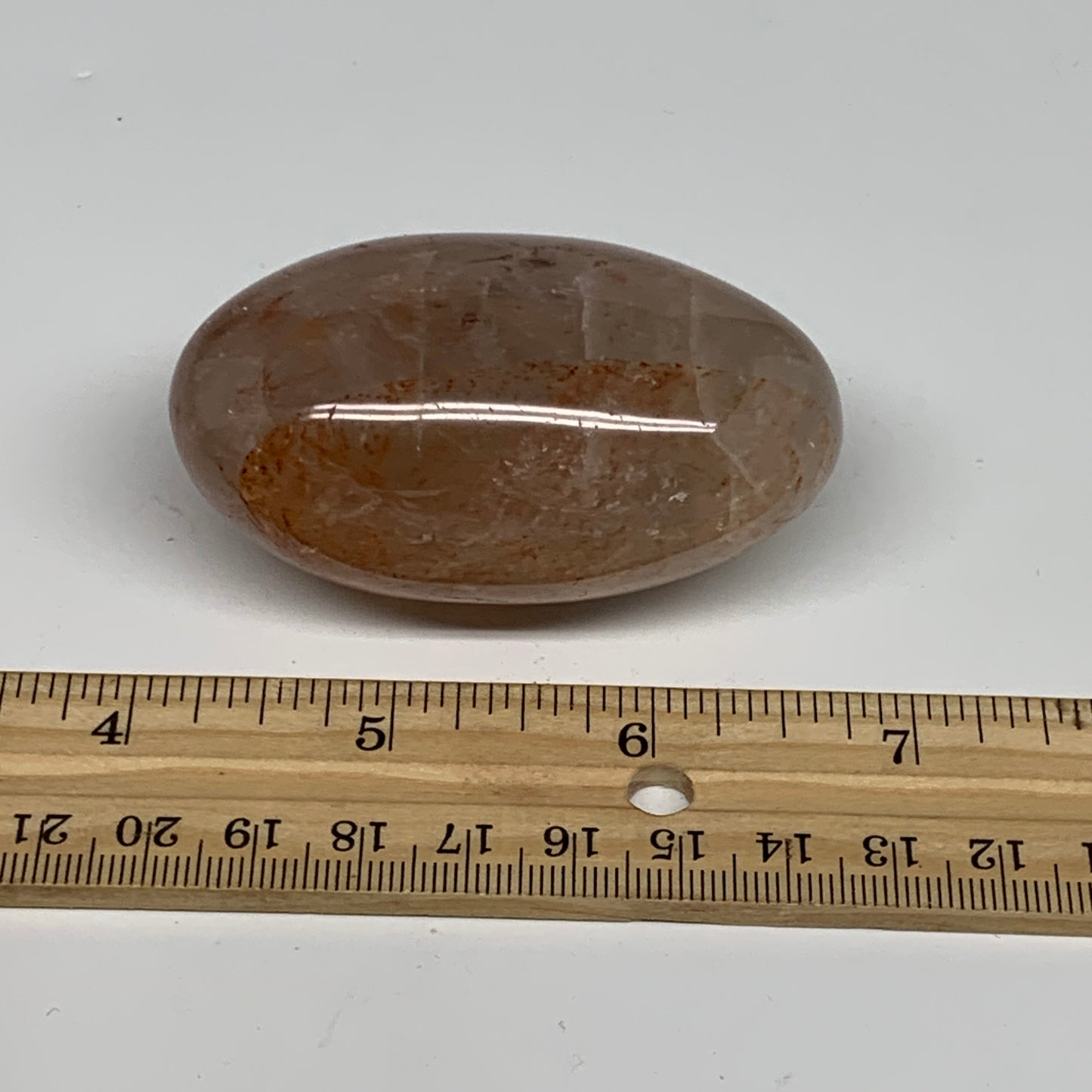 129.7g,2.6"x1.5"x1.3", Red Hematoid Fire Quartz Palm-Stone Crystal Polished, B30