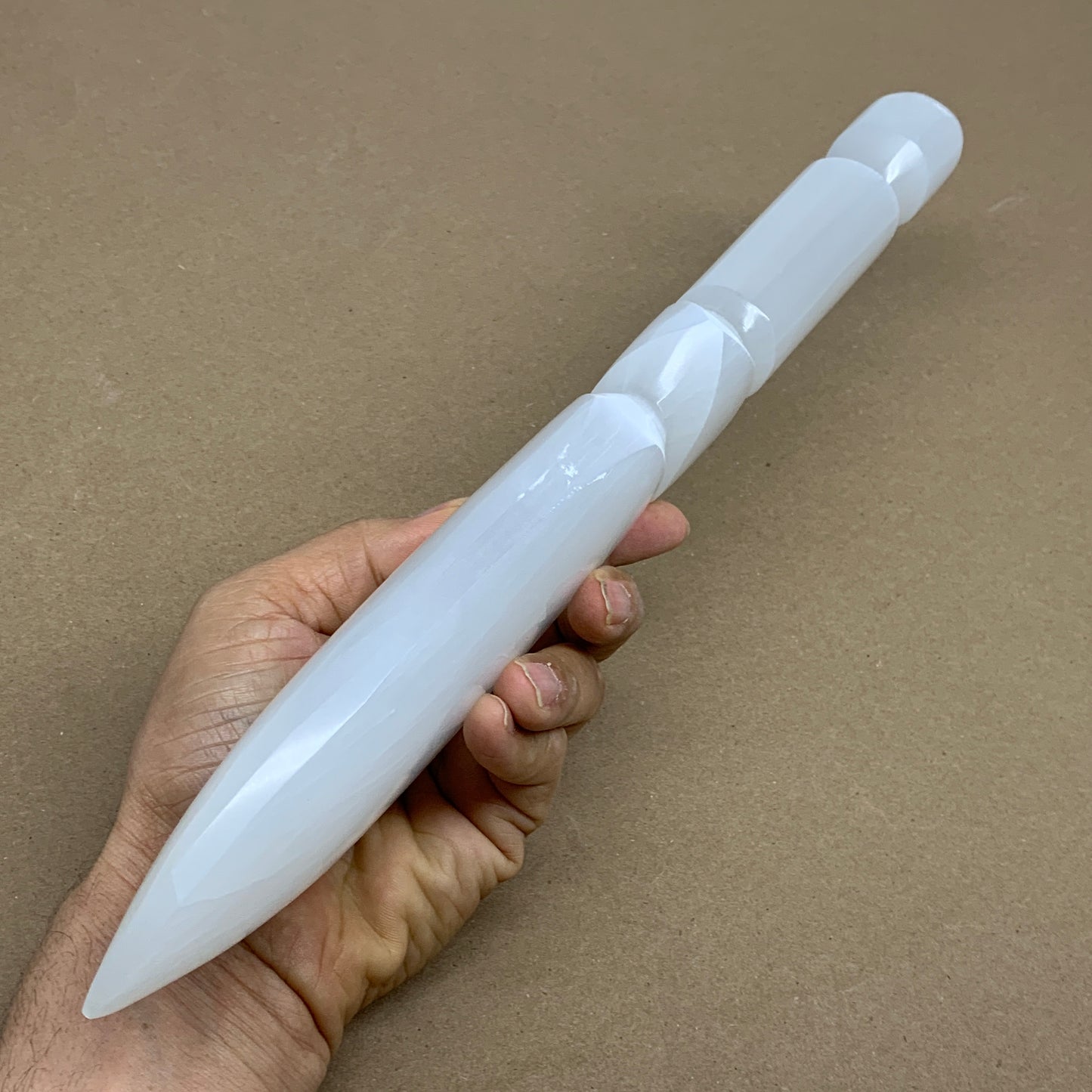 1.8 lbs, 14"x2.8"x1.2", Natural Selenite Crystal Dagger (Satin Spar), B36196