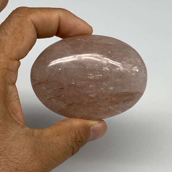 127.4g,2.6"x1.9"x1", Red Hematoid Fire Quartz Palm-Stone Crystal Polished, B3066