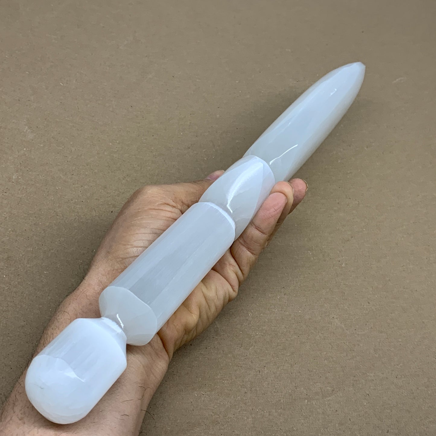 1.8 lbs, 14"x2.8"x1.2", Natural Selenite Crystal Dagger (Satin Spar), B36196