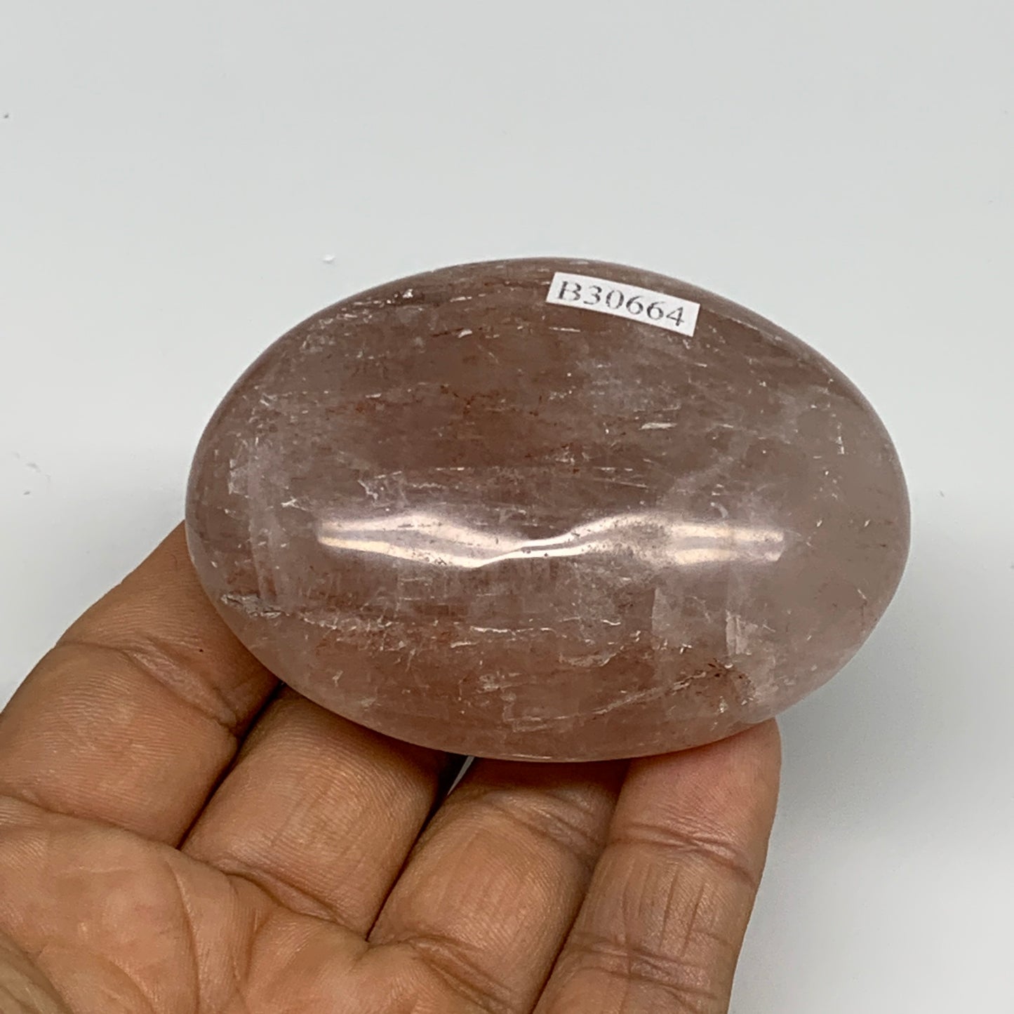 127.4g,2.6"x1.9"x1", Red Hematoid Fire Quartz Palm-Stone Crystal Polished, B3066