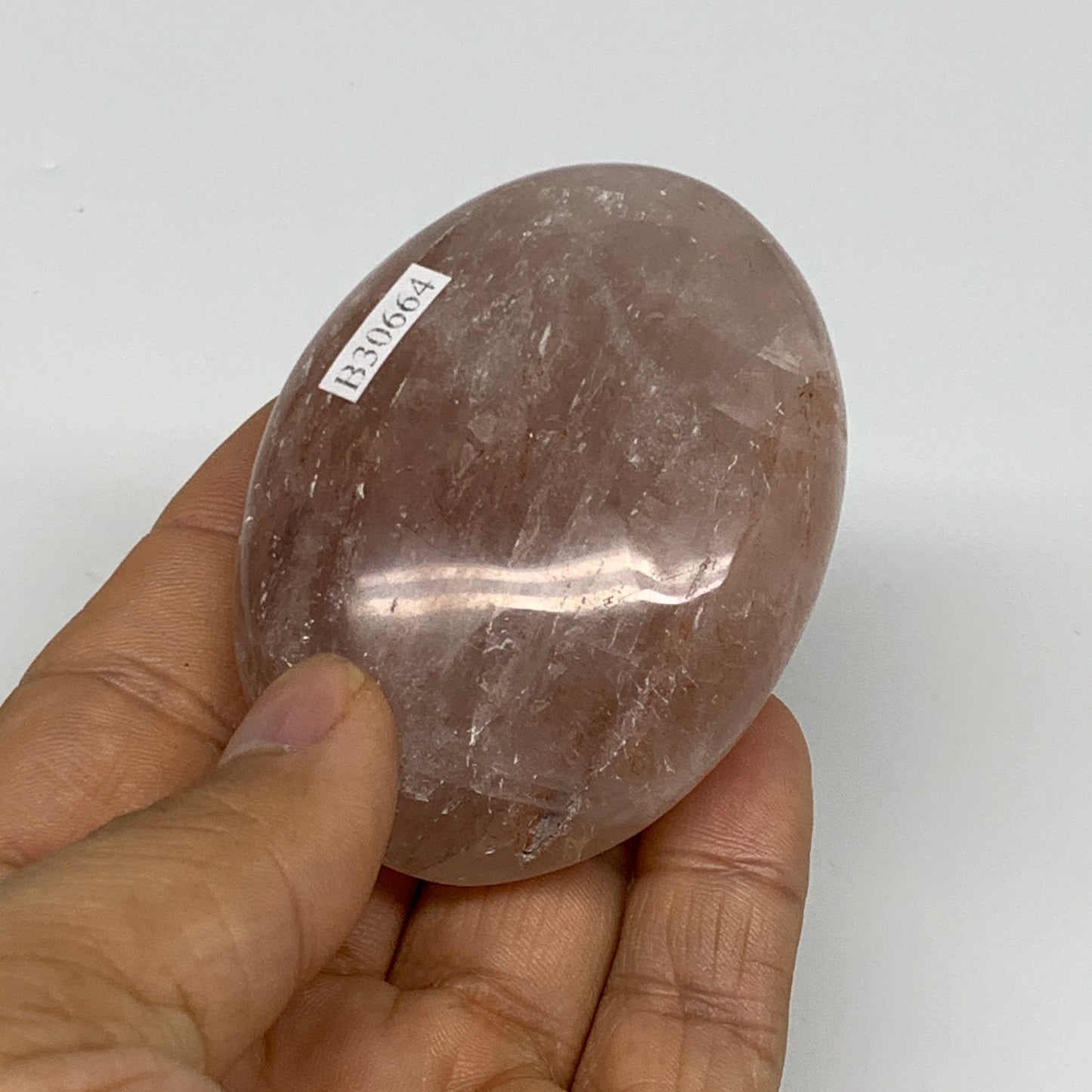 127.4g,2.6"x1.9"x1", Red Hematoid Fire Quartz Palm-Stone Crystal Polished, B3066