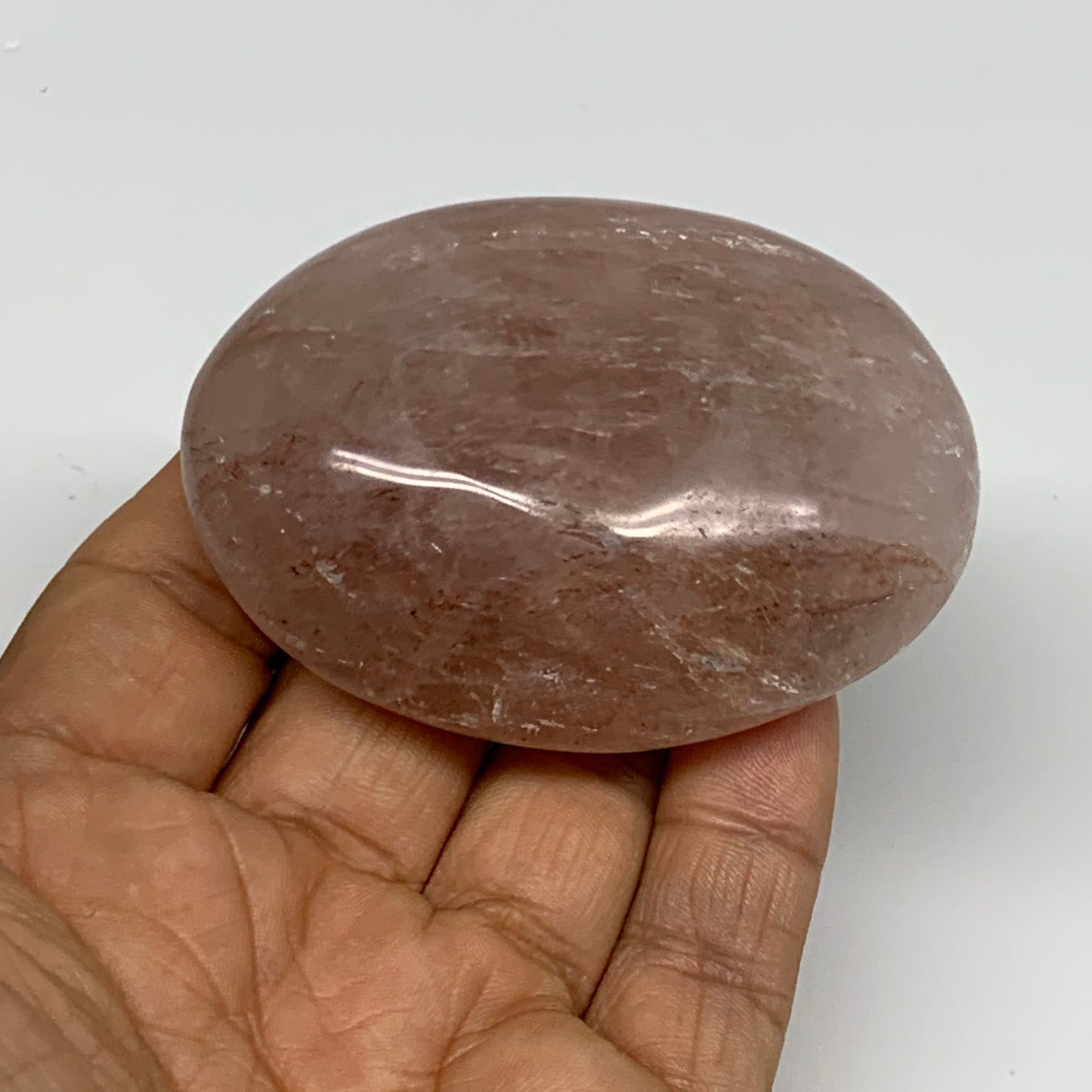 127.4g,2.6"x1.9"x1", Red Hematoid Fire Quartz Palm-Stone Crystal Polished, B3066