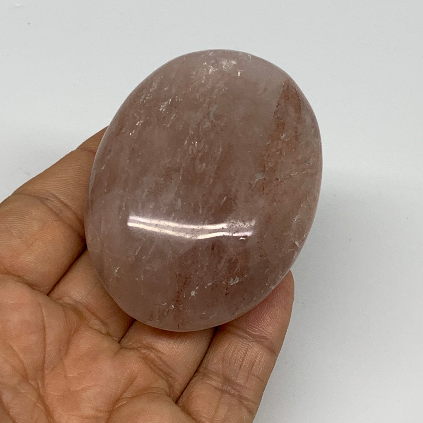 127.4g,2.6"x1.9"x1", Red Hematoid Fire Quartz Palm-Stone Crystal Polished, B3066