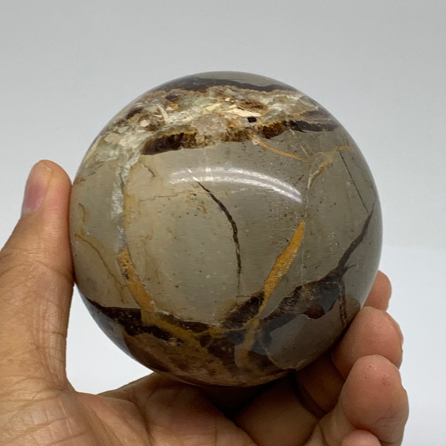 1.16 lbs, 2.9" (72mm), Natural Septarian Sphere Crystal Gemstone Ball, B37933