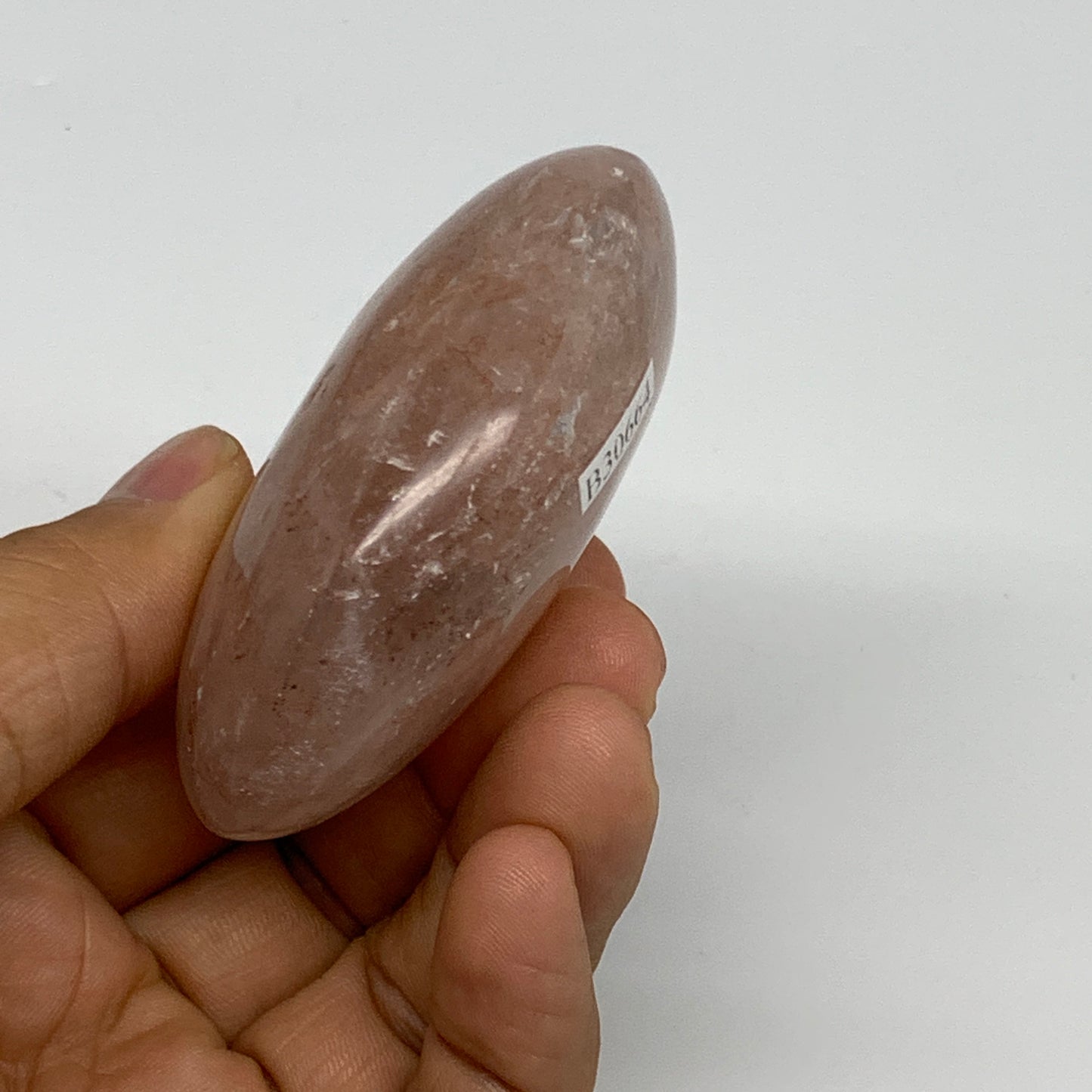 127.4g,2.6"x1.9"x1", Red Hematoid Fire Quartz Palm-Stone Crystal Polished, B3066