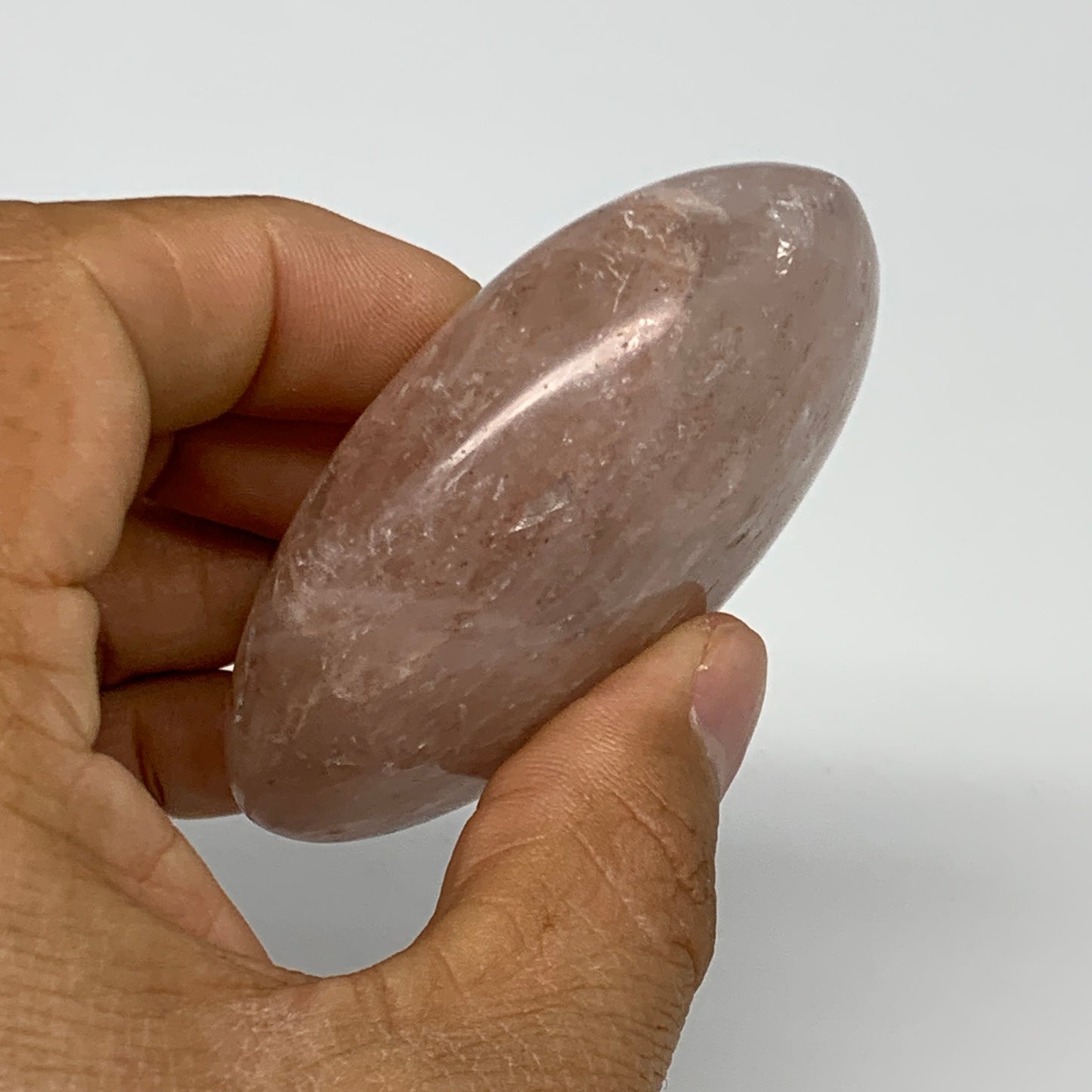 127.4g,2.6"x1.9"x1", Red Hematoid Fire Quartz Palm-Stone Crystal Polished, B3066