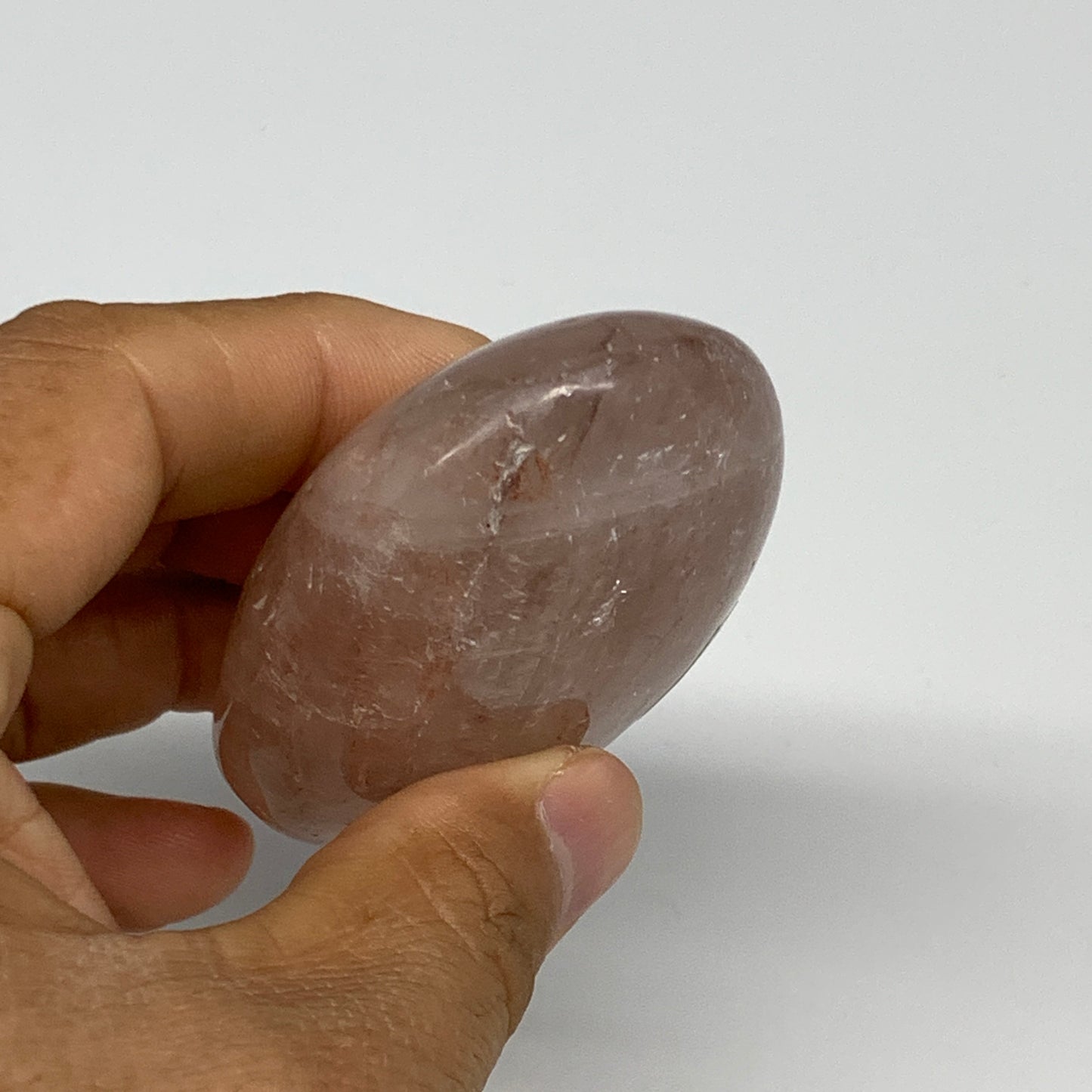 127.4g,2.6"x1.9"x1", Red Hematoid Fire Quartz Palm-Stone Crystal Polished, B3066