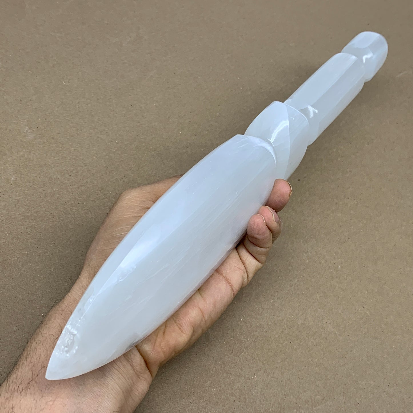1.8 lbs, 14"x2.8"x1.2", Natural Selenite Crystal Dagger (Satin Spar), B36197