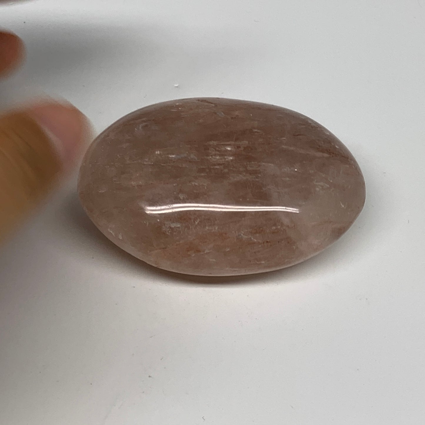 127.4g,2.6"x1.9"x1", Red Hematoid Fire Quartz Palm-Stone Crystal Polished, B3066