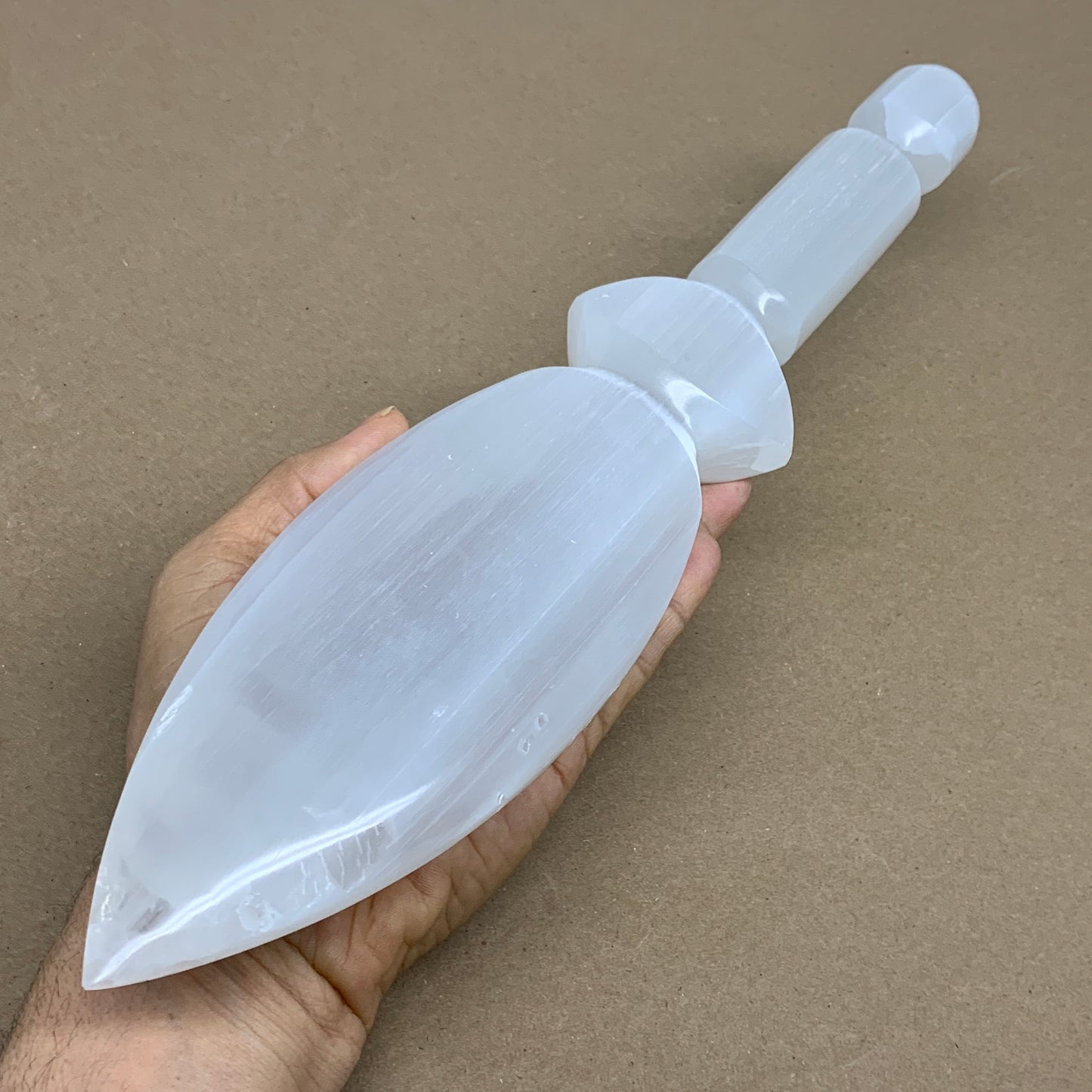 1.8 lbs, 14"x2.8"x1.2", Natural Selenite Crystal Dagger (Satin Spar), B36197