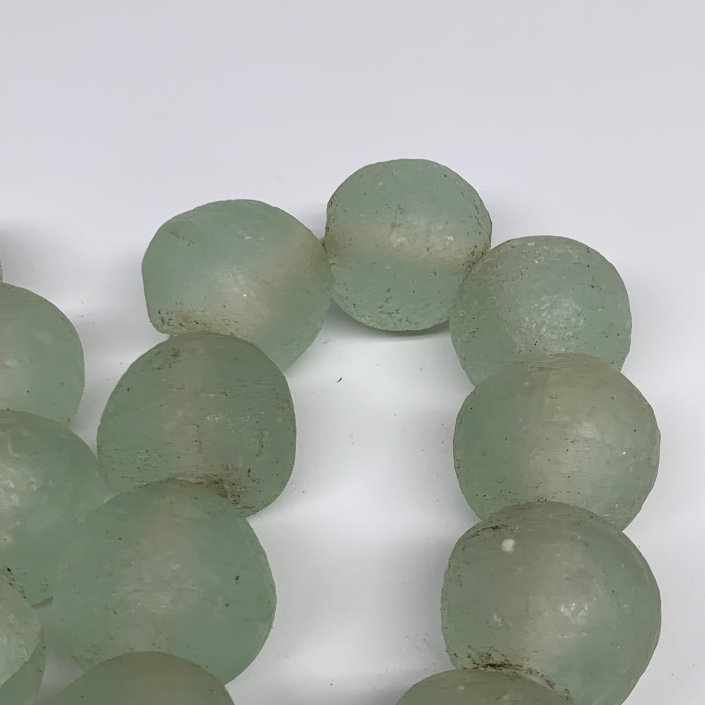 2.46 lbs, 28mm-32mm, 1 Strand, 24 beads, Blue Round Sea Glass Beads , B35627