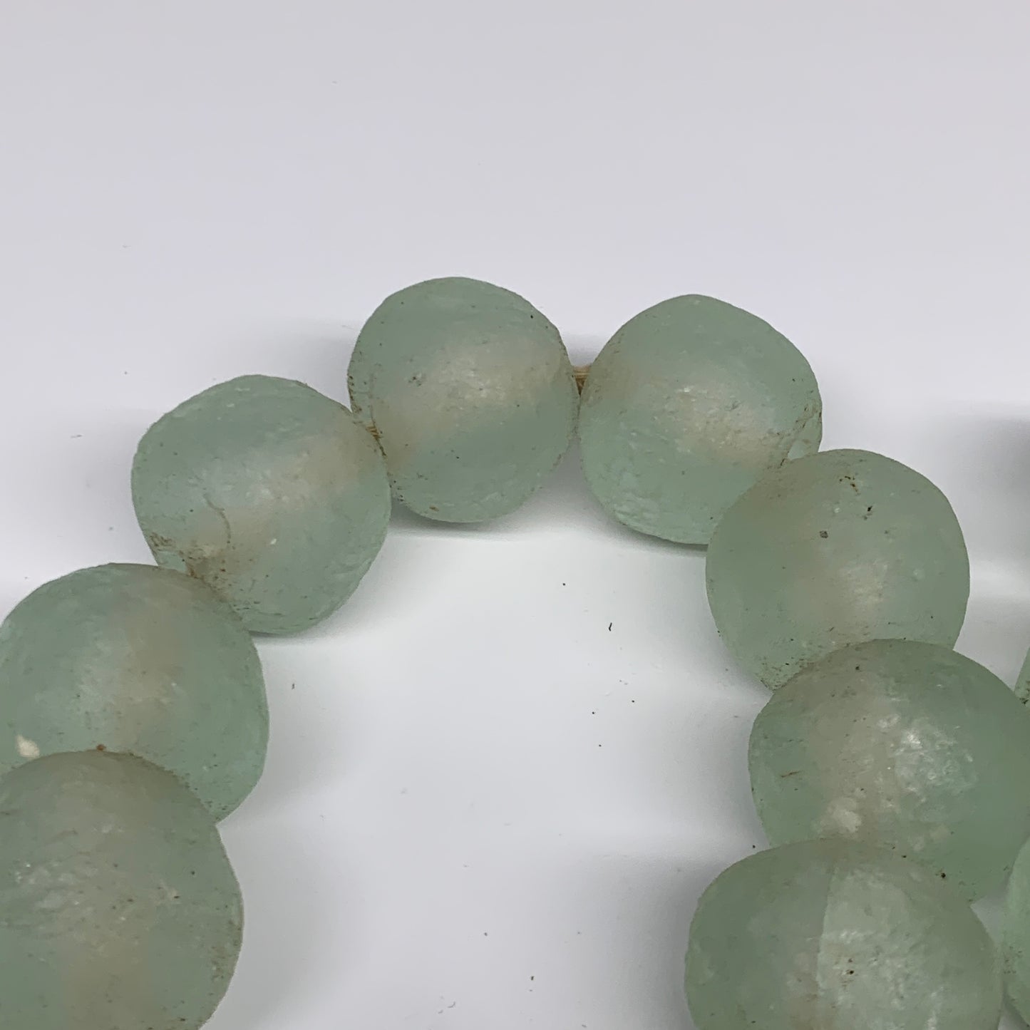 2.46 lbs, 28mm-32mm, 1 Strand, 24 beads, Blue Round Sea Glass Beads , B35627