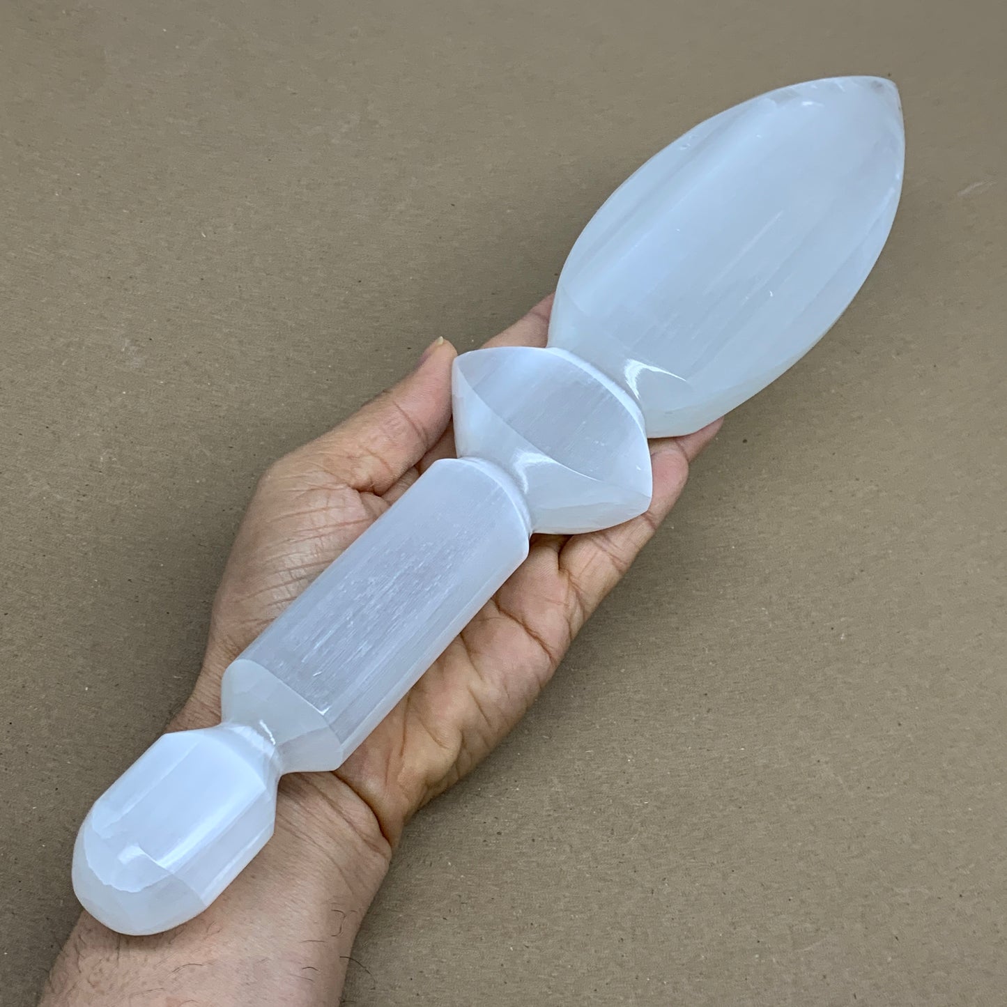 1.8 lbs, 14"x2.8"x1.2", Natural Selenite Crystal Dagger (Satin Spar), B36197