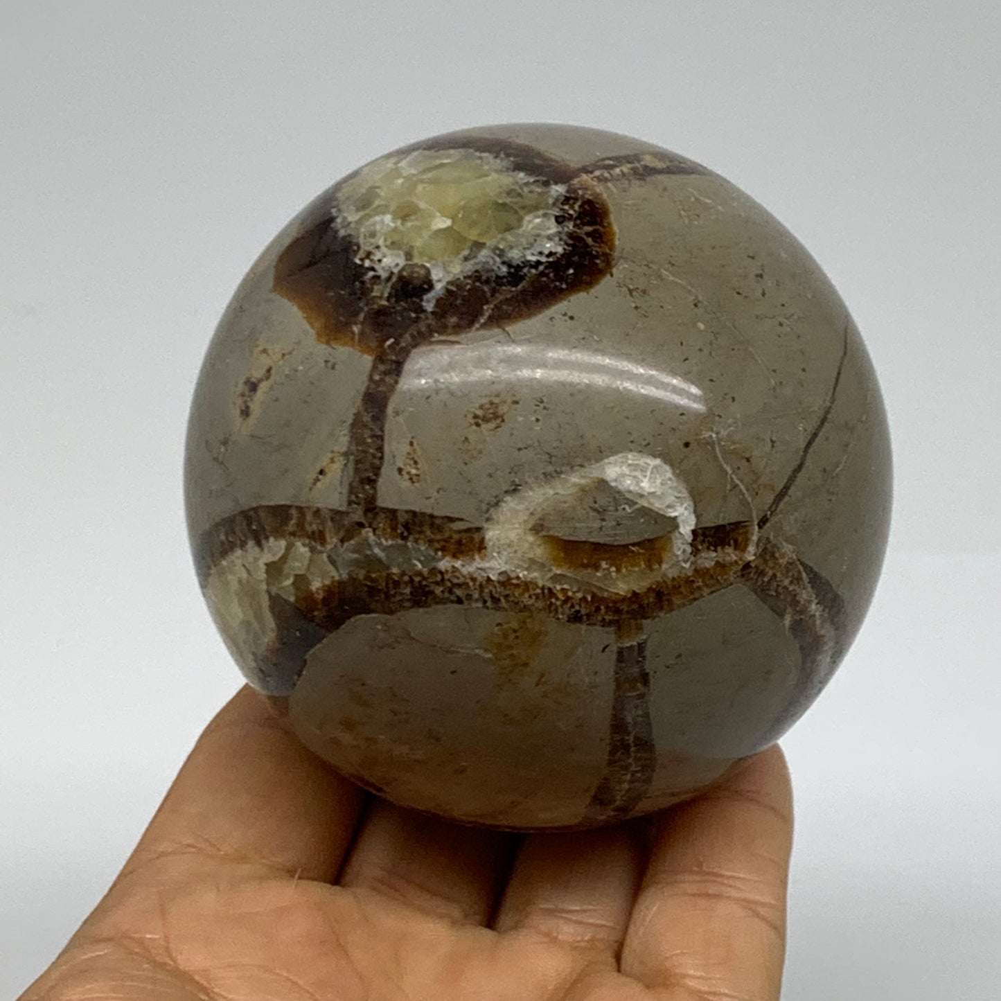 1.3 lbs, 3" (75mm), Natural Septarian Sphere Crystal Gemstone Ball, B37934