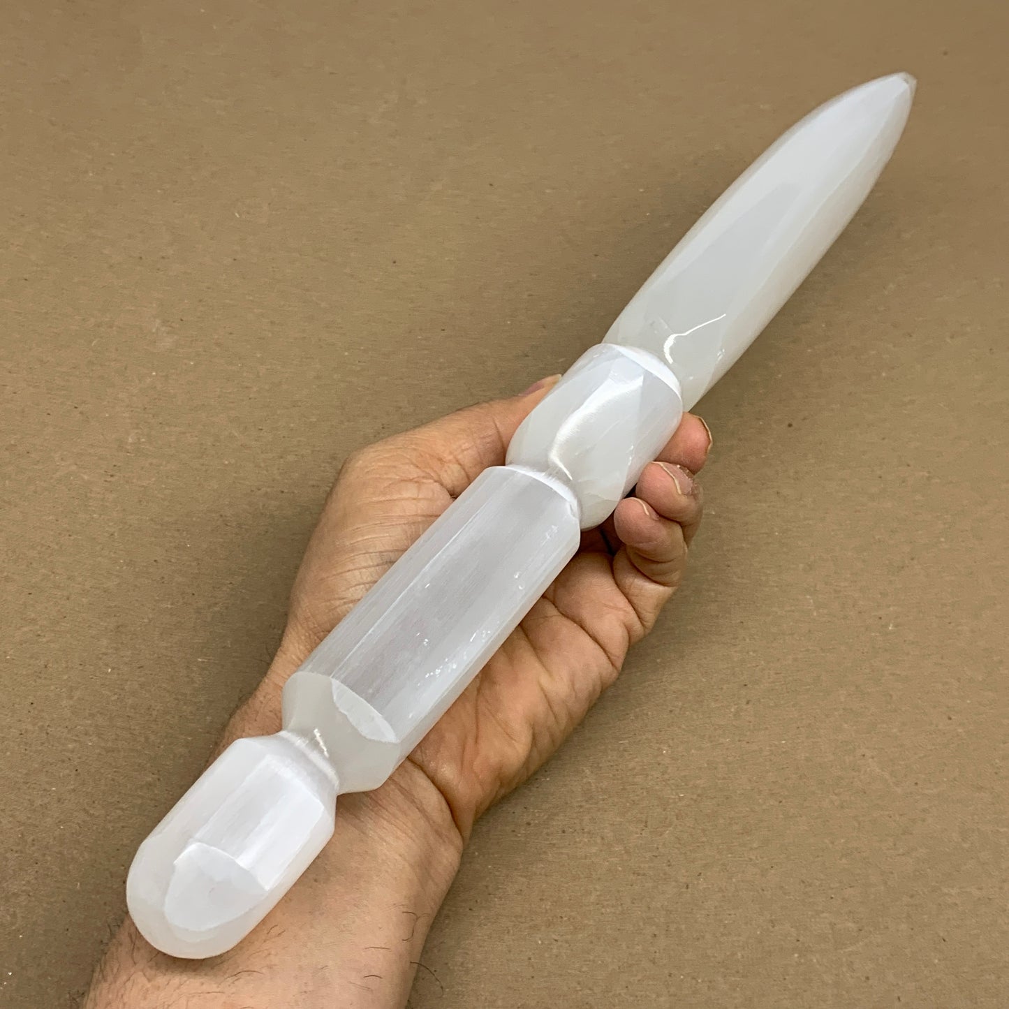 1.8 lbs, 14"x2.8"x1.2", Natural Selenite Crystal Dagger (Satin Spar), B36197