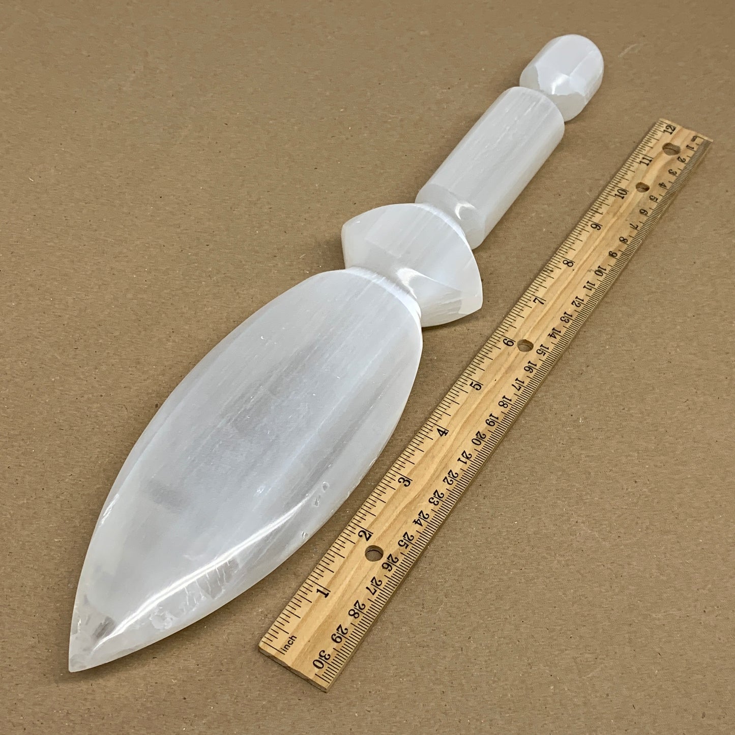 1.8 lbs, 14"x2.8"x1.2", Natural Selenite Crystal Dagger (Satin Spar), B36197