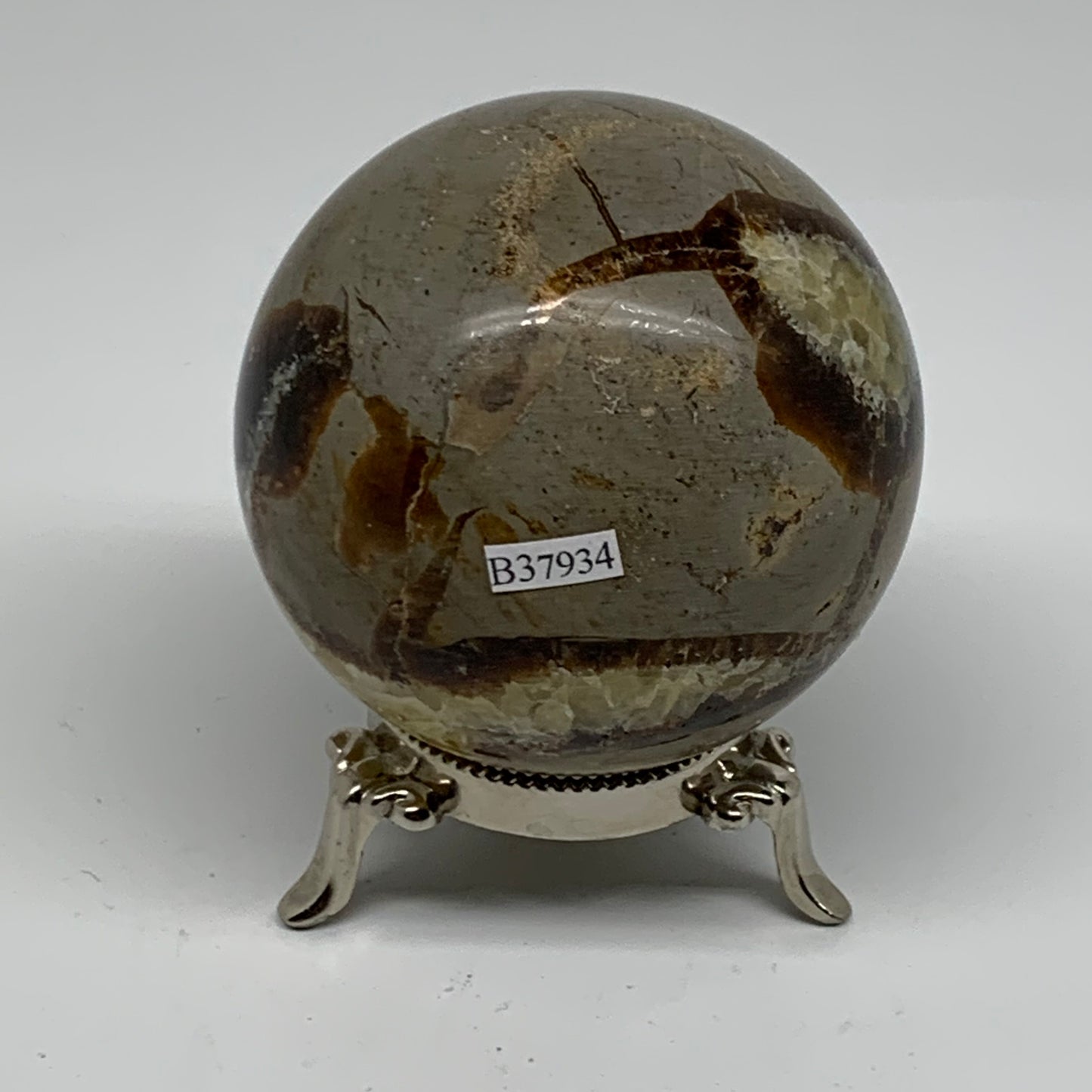 1.3 lbs, 3" (75mm), Natural Septarian Sphere Crystal Gemstone Ball, B37934