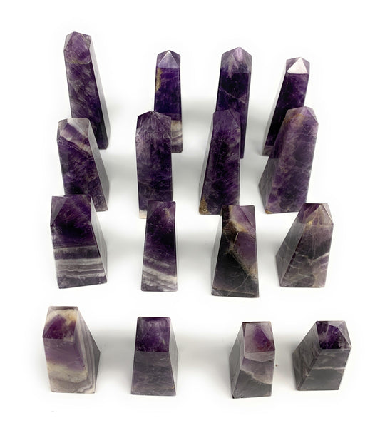2.2 lbs, 2" - 3.5", 17pcs, Natural Amethyst Towers, Obelisks, B29164