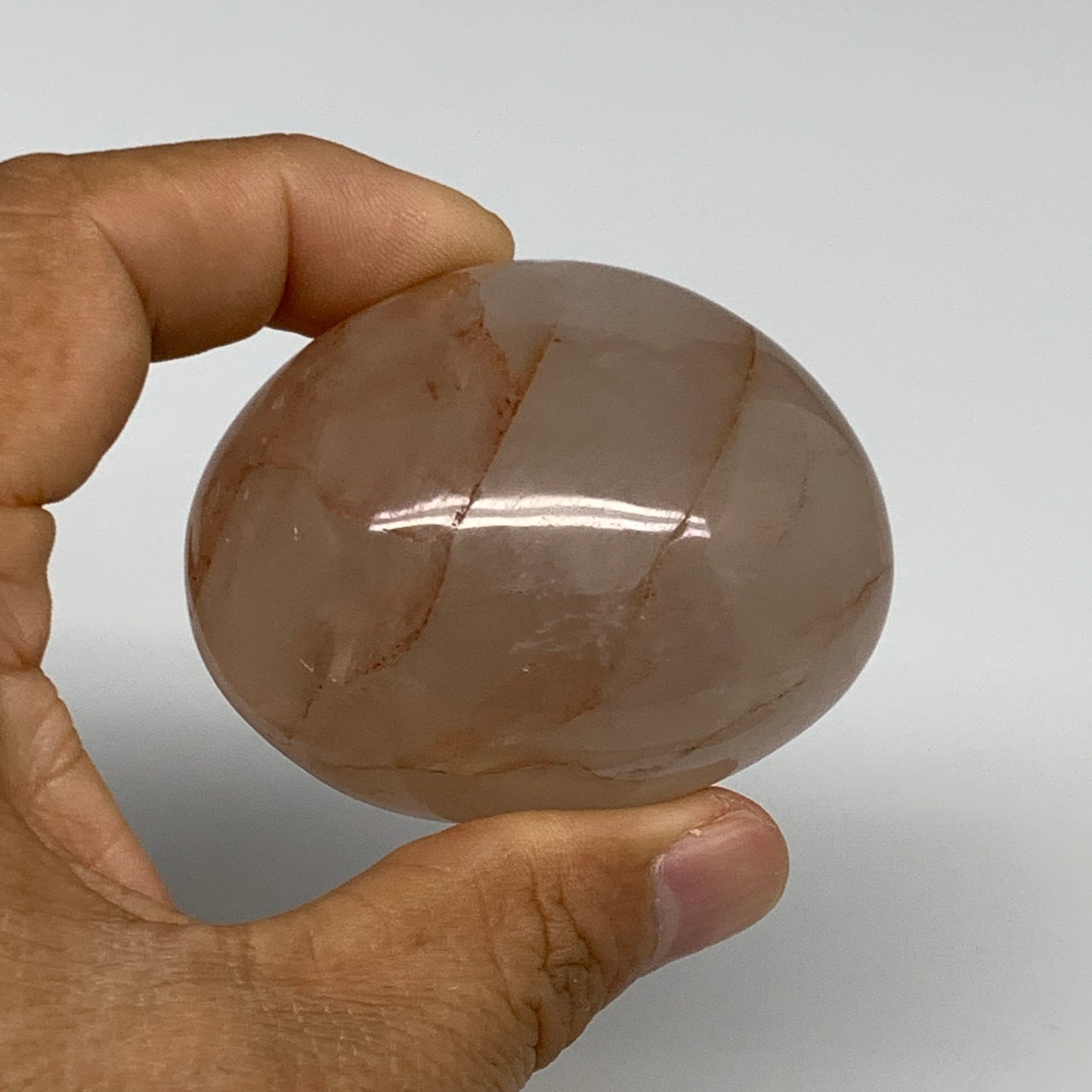 134g,2.3"x1.8"x1.4", Red Hematoid Fire Quartz Palm-Stone Crystal Polished, B3066