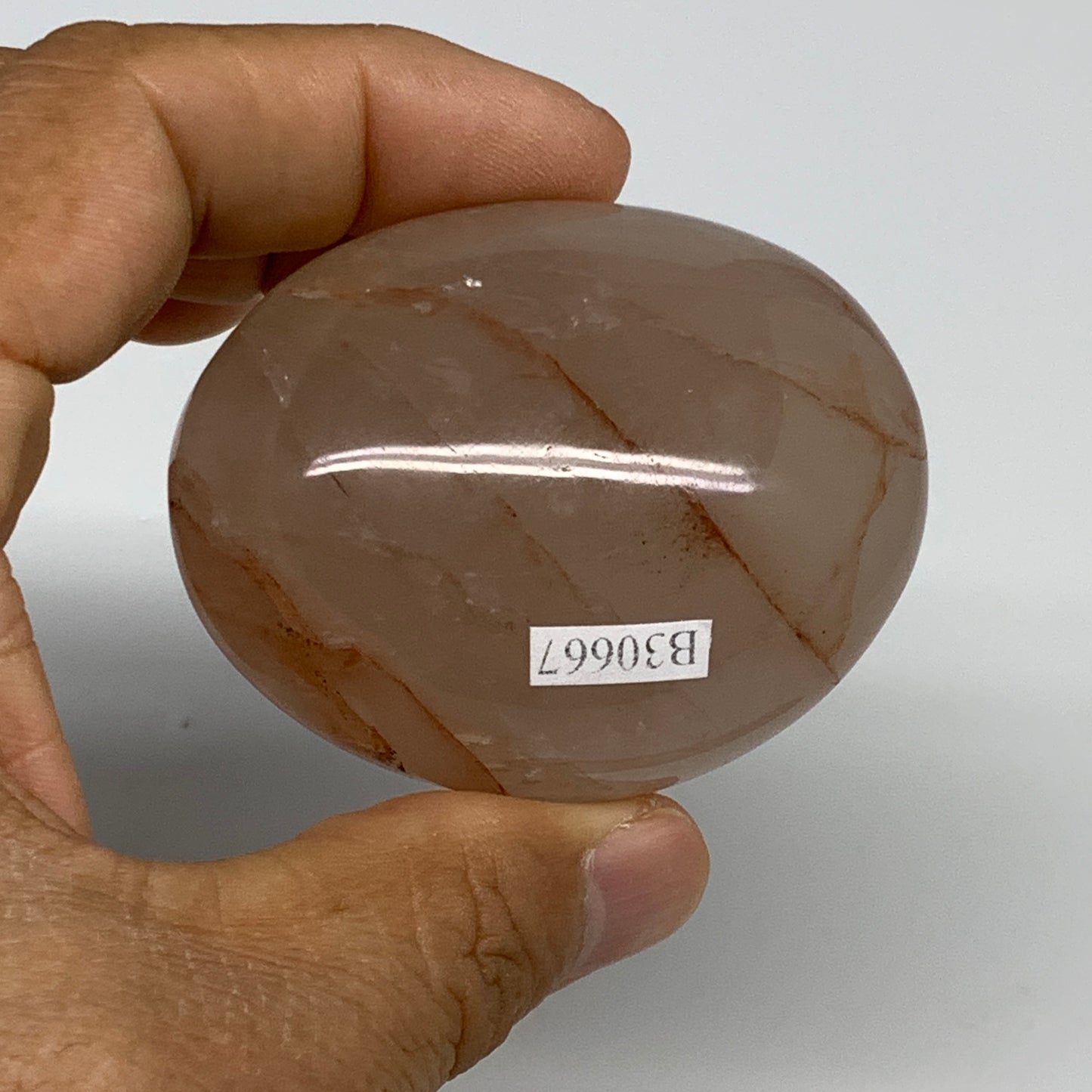 134g,2.3"x1.8"x1.4", Red Hematoid Fire Quartz Palm-Stone Crystal Polished, B3066