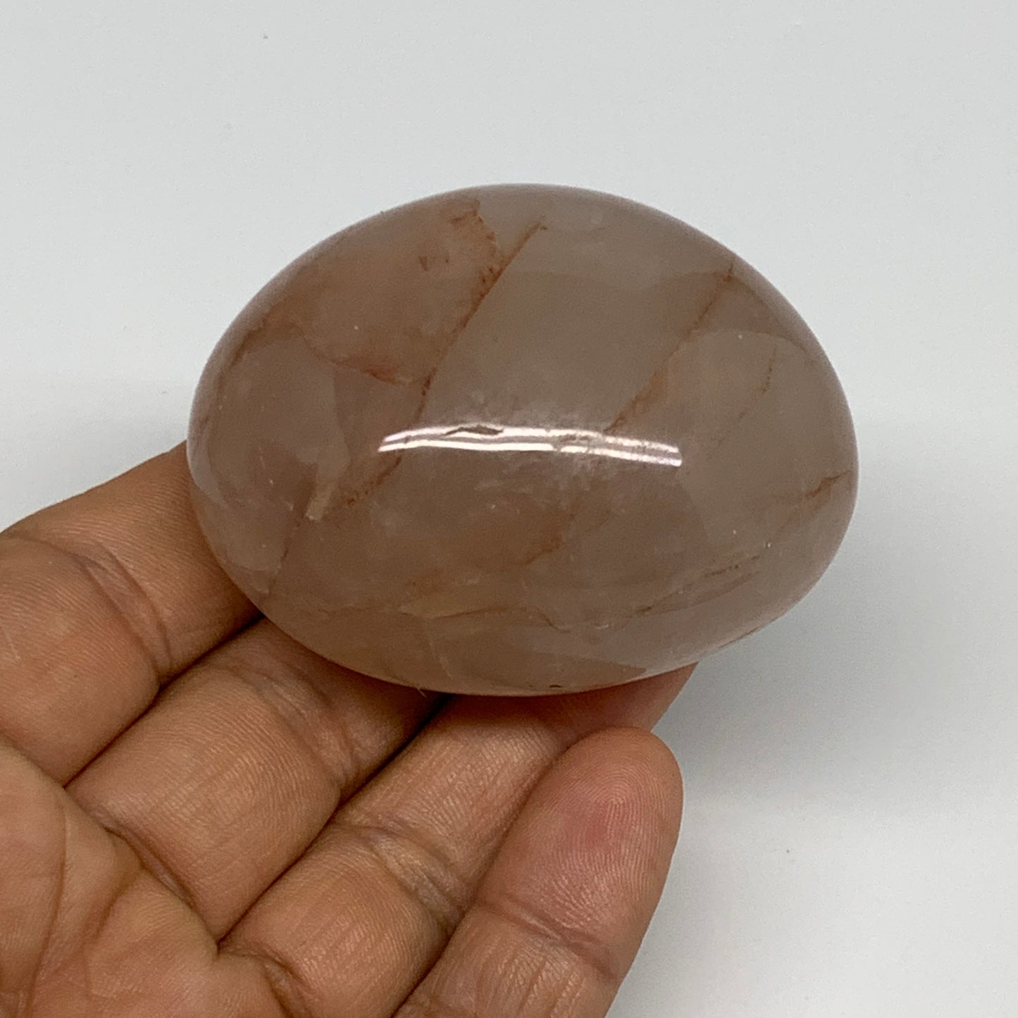 134g,2.3"x1.8"x1.4", Red Hematoid Fire Quartz Palm-Stone Crystal Polished, B3066