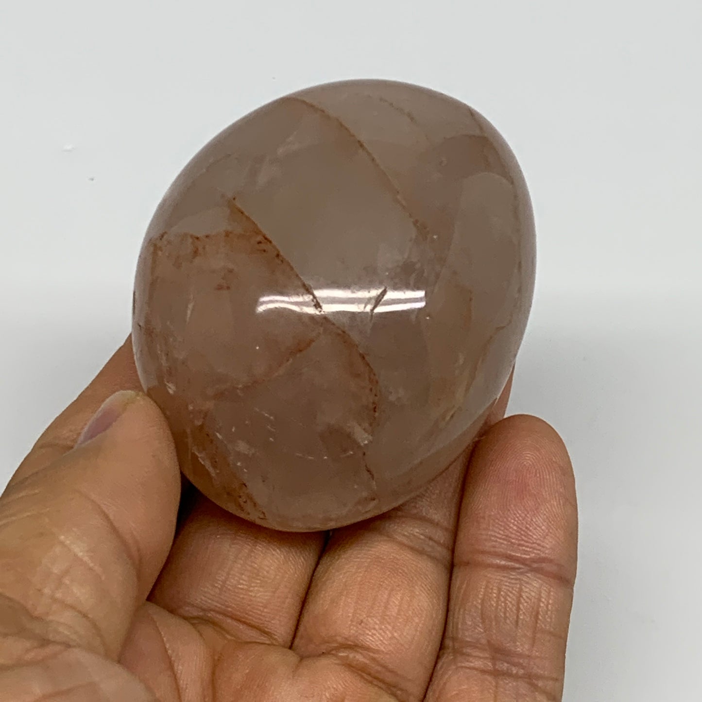 134g,2.3"x1.8"x1.4", Red Hematoid Fire Quartz Palm-Stone Crystal Polished, B3066