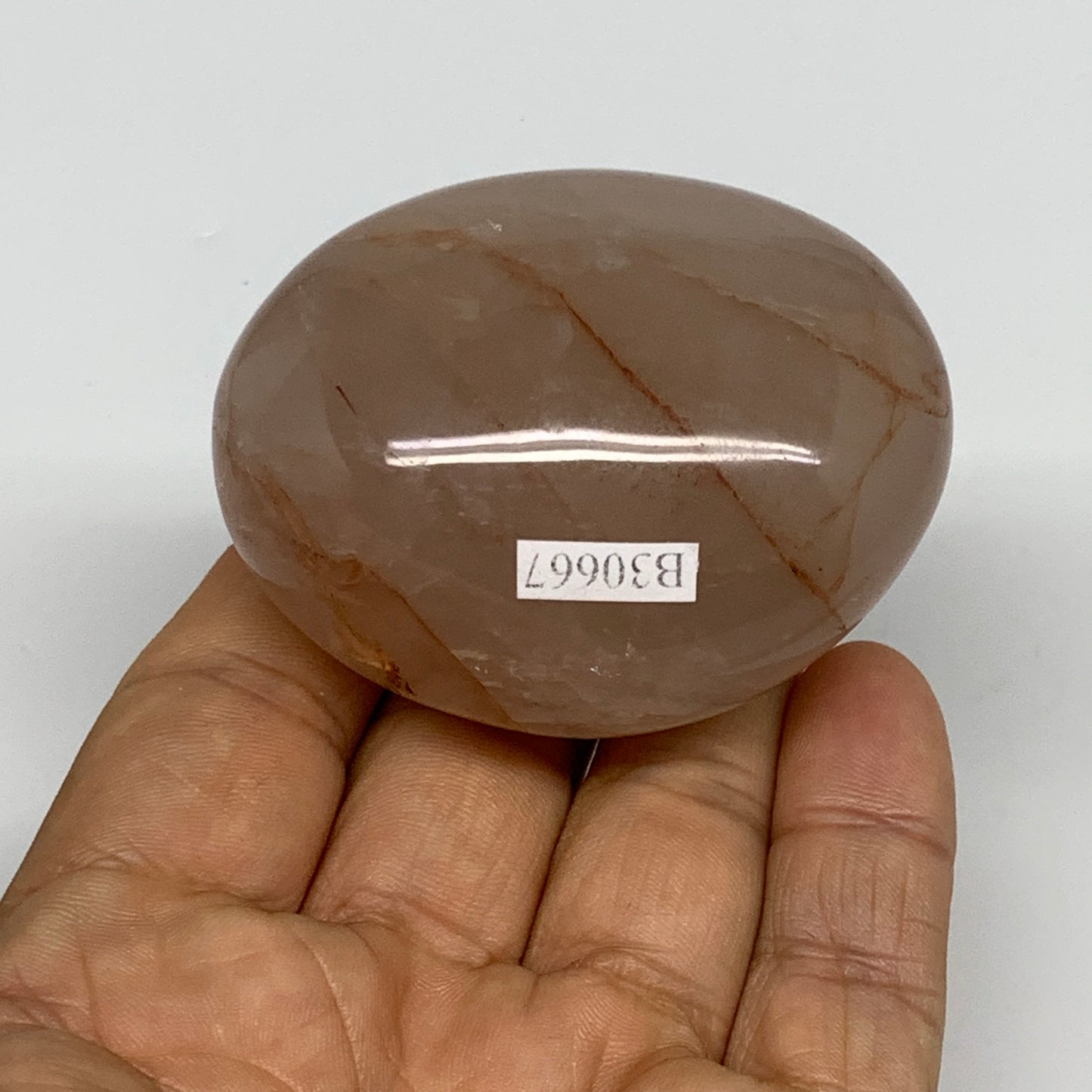 134g,2.3"x1.8"x1.4", Red Hematoid Fire Quartz Palm-Stone Crystal Polished, B3066