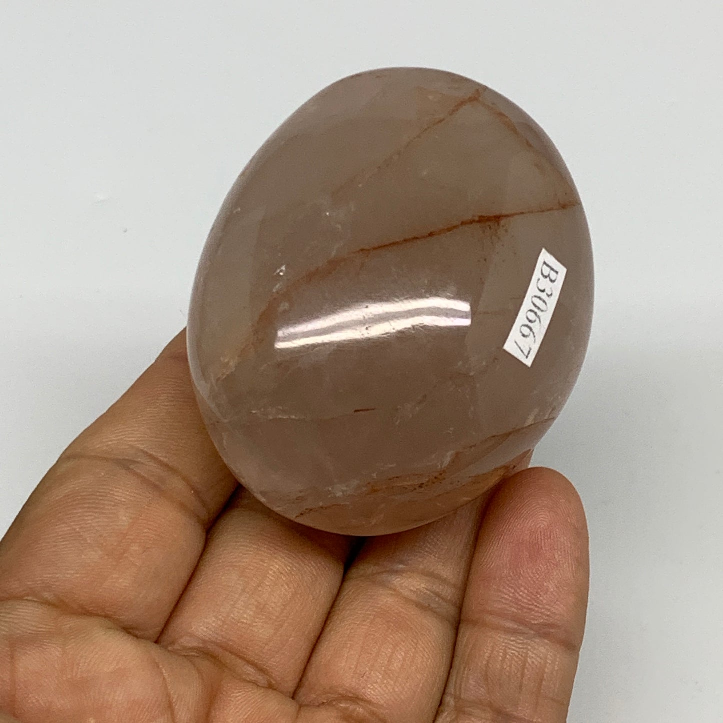 134g,2.3"x1.8"x1.4", Red Hematoid Fire Quartz Palm-Stone Crystal Polished, B3066