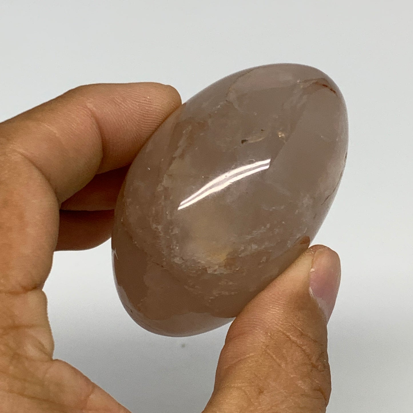 134g,2.3"x1.8"x1.4", Red Hematoid Fire Quartz Palm-Stone Crystal Polished, B3066